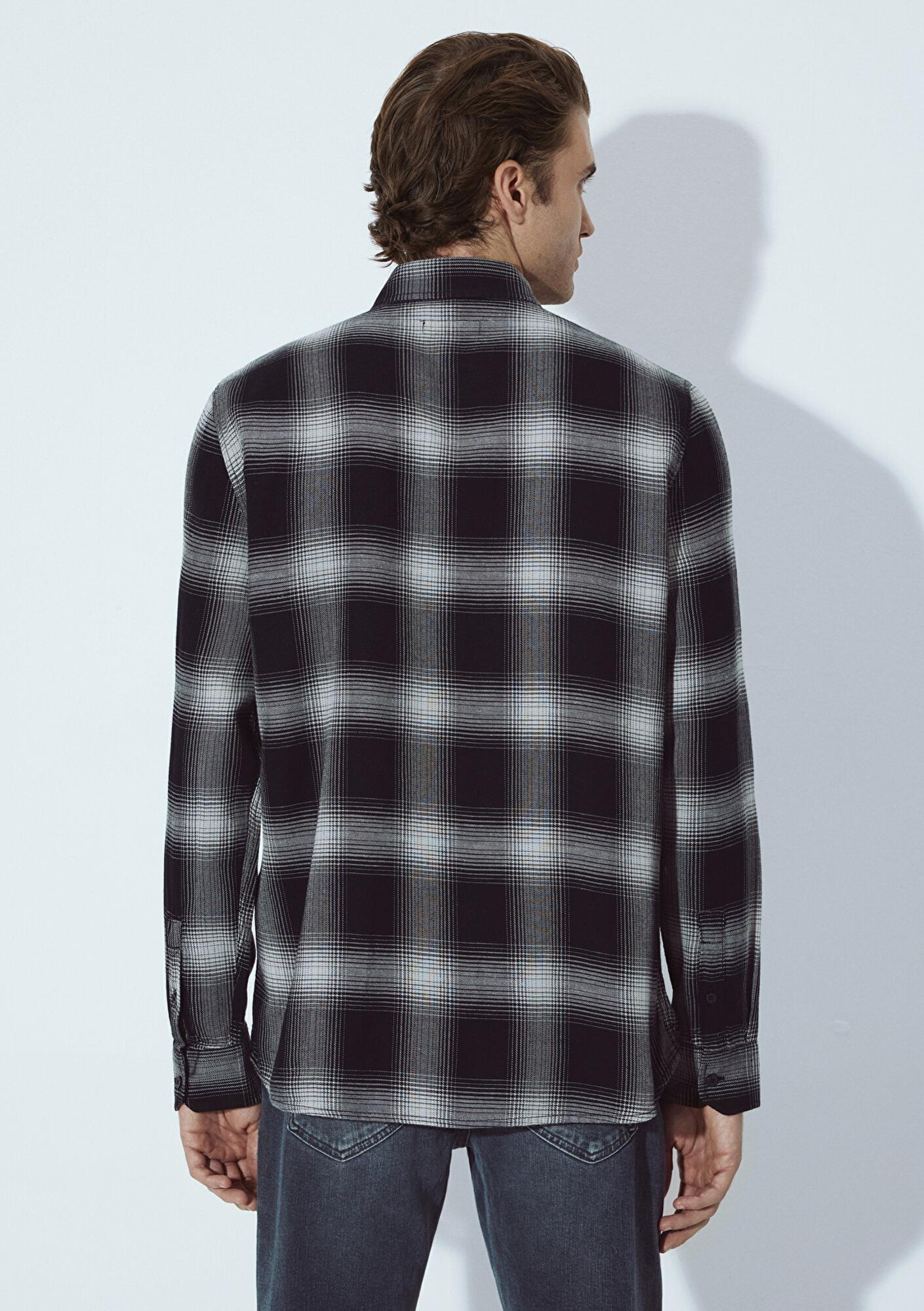 Mavi Kareli Siyah Gömlek Regular Fit / Normal Kesim 0211770-91367