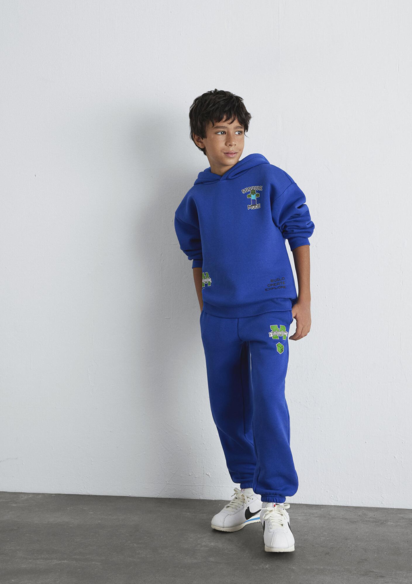 Mavi Minecraft Baskılı Mavi Eşofman Altı 6010027-70896