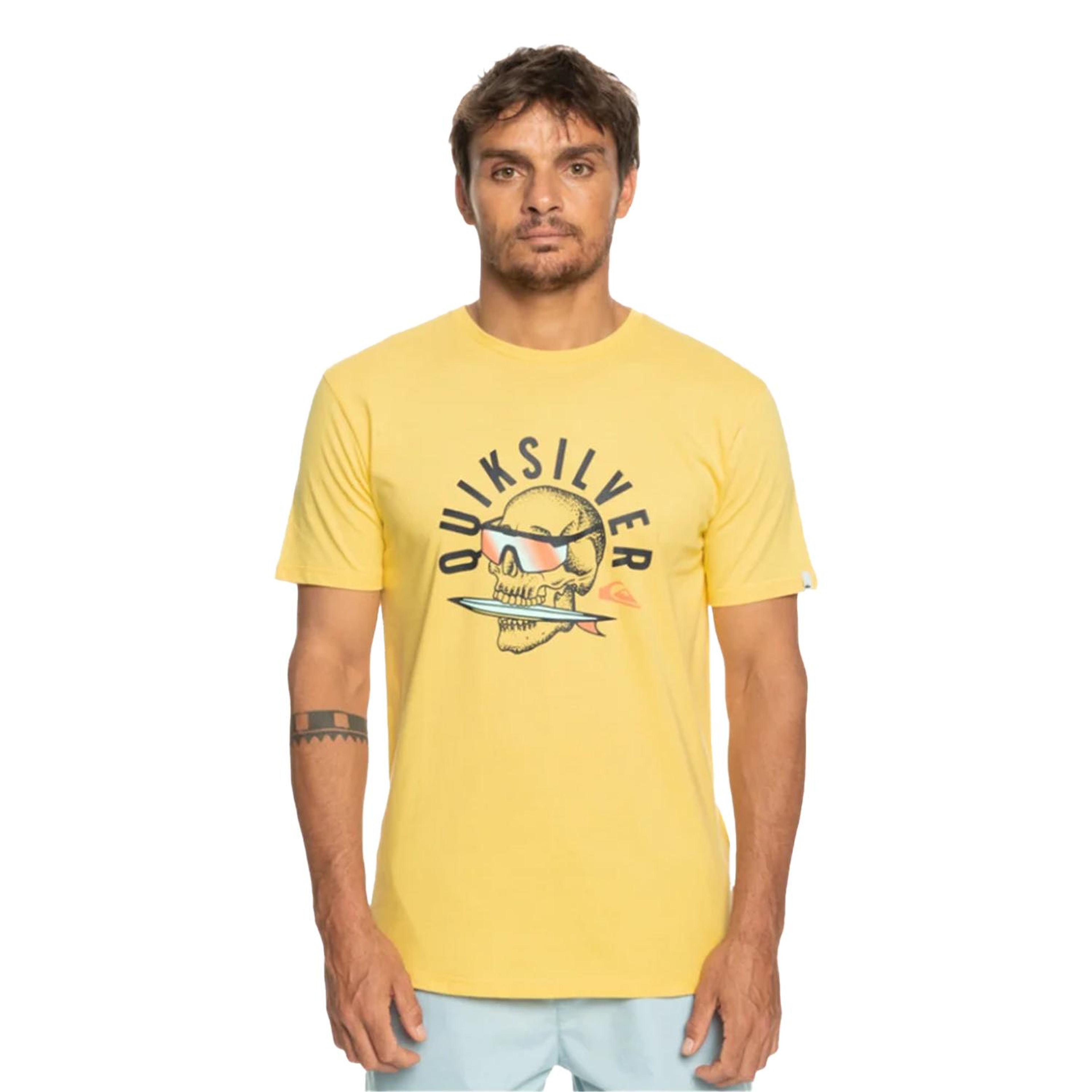 Quiksilver Qsrockinskull Erkek Sarı Tişört