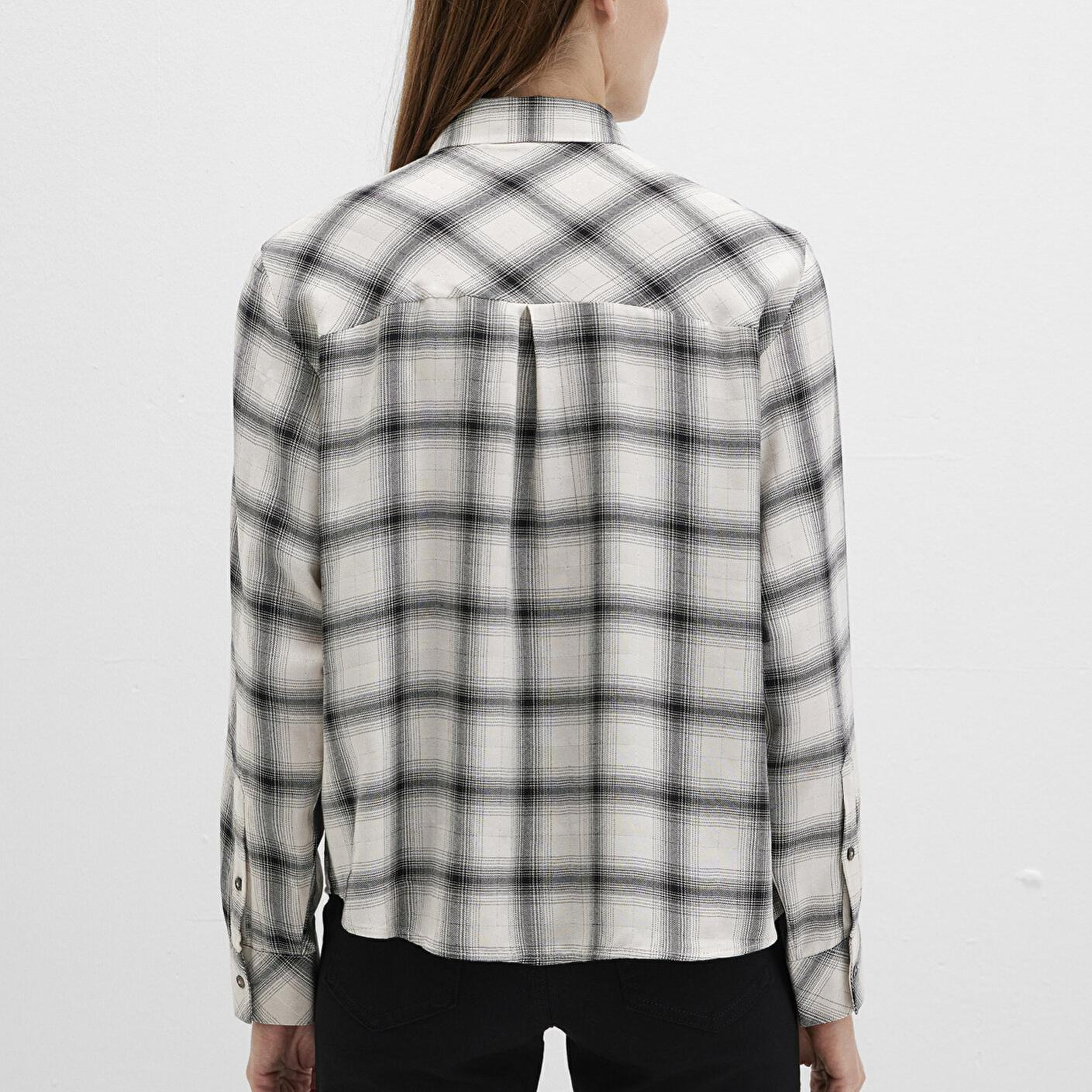 Mavi Kareli Bej Gömlek Loose Fit / Bol Rahat Kesim 1211282-80933