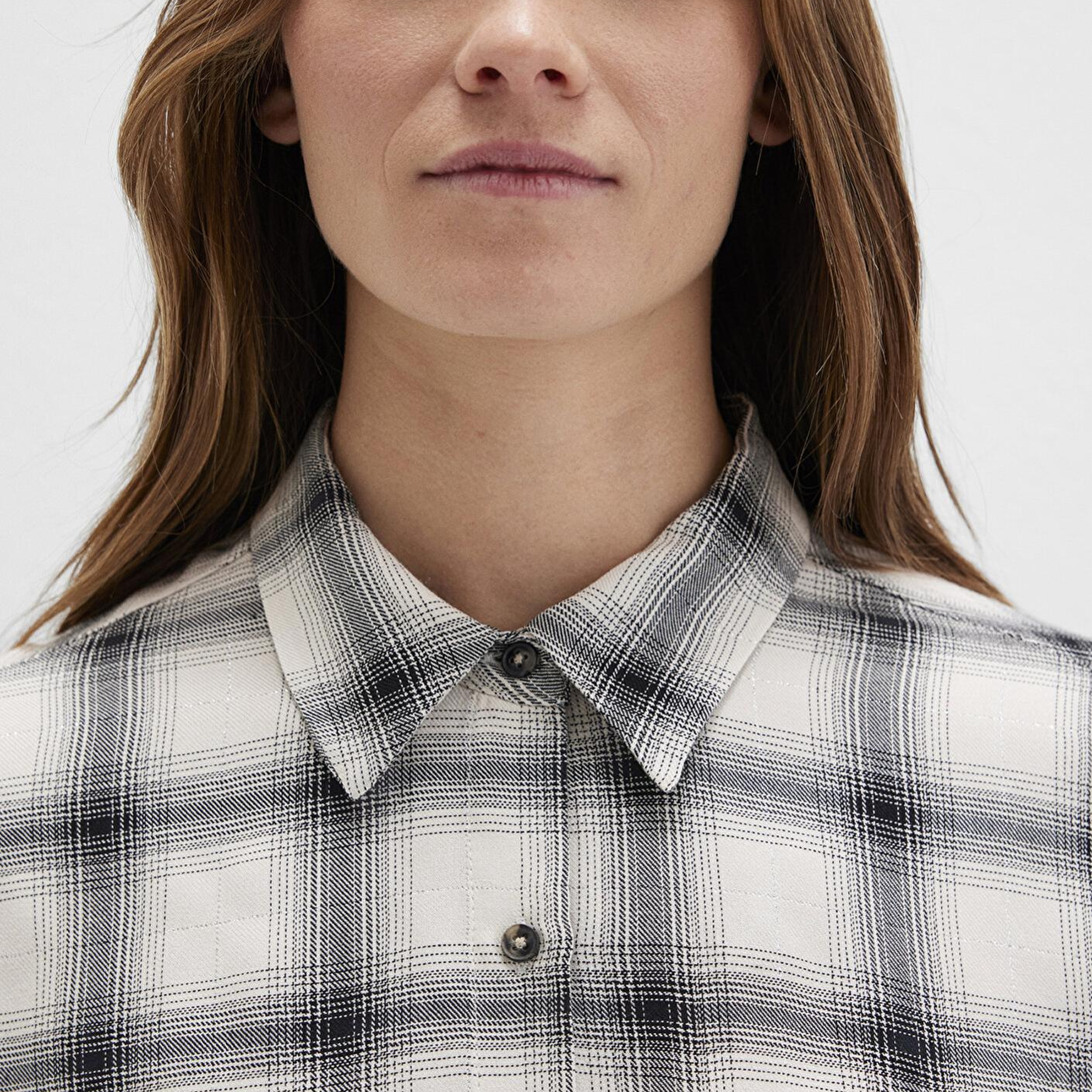 Mavi Kareli Bej Gömlek Loose Fit / Bol Rahat Kesim 1211282-80933