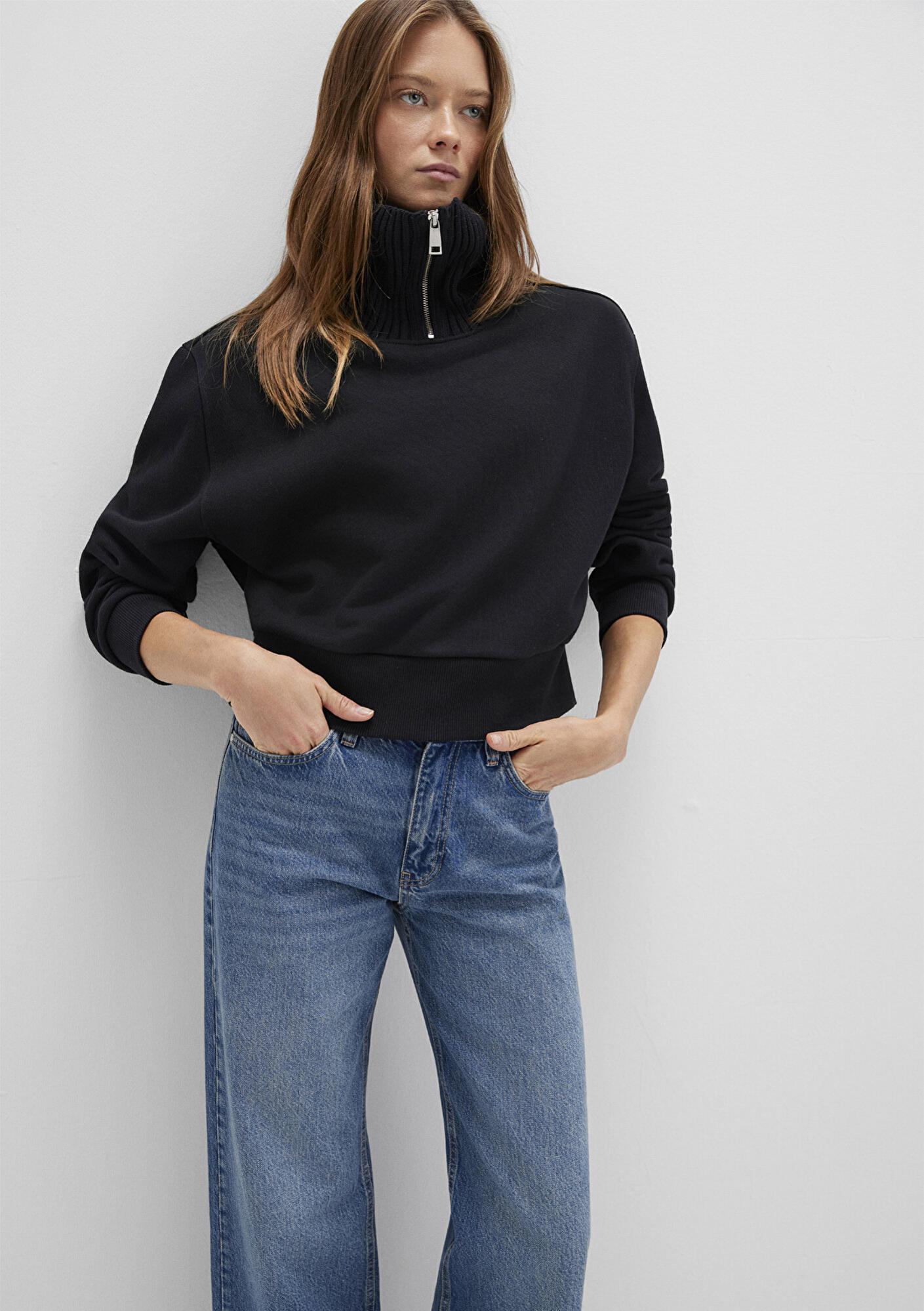 Mavi Yarı Fermuarlı Dik Yaka Siyah Sweatshirt 1S10434-900