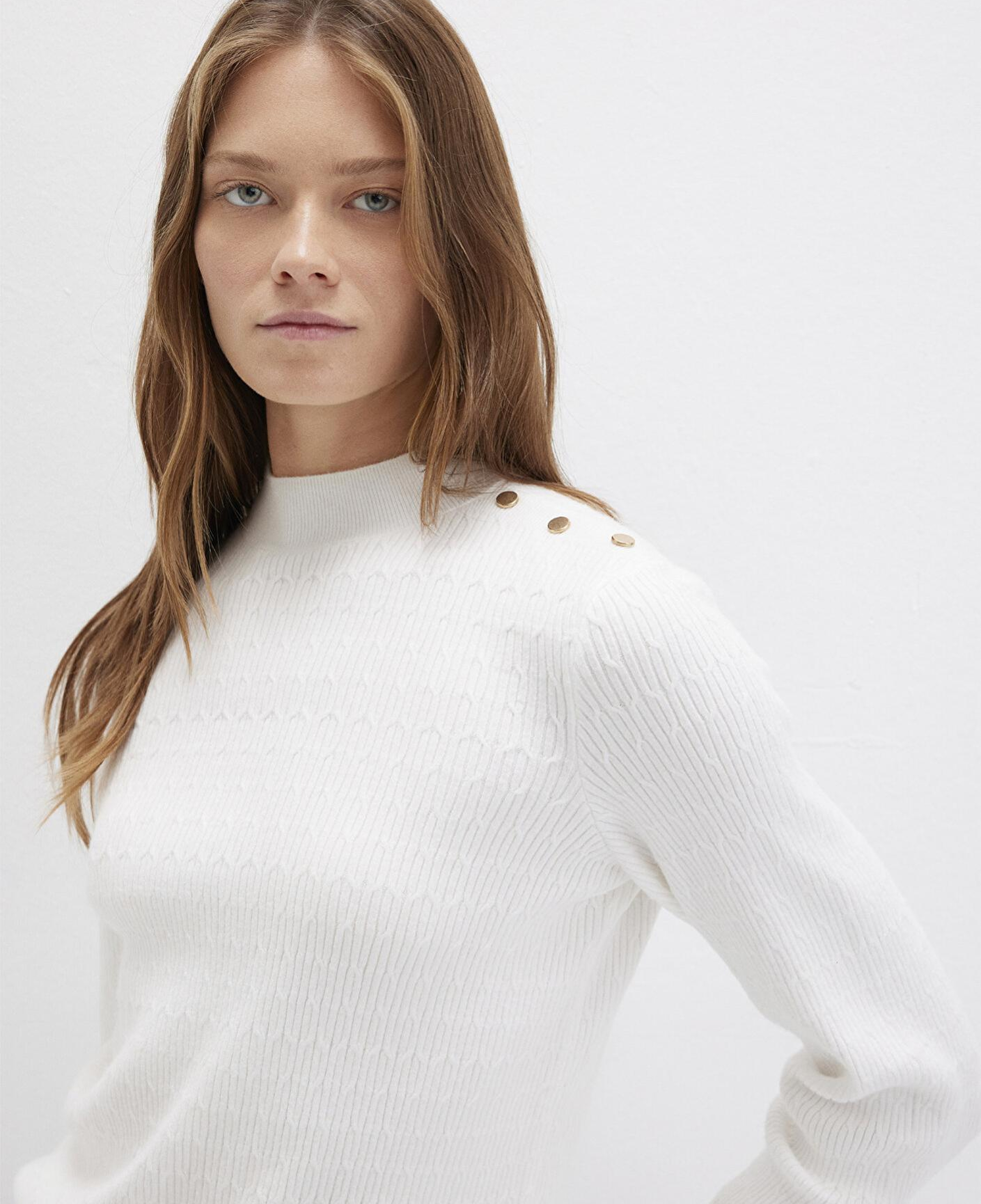 Mavi Omuz Detaylı Ekru Kazak Slim Fit / Dar Kesim 1710798-70057