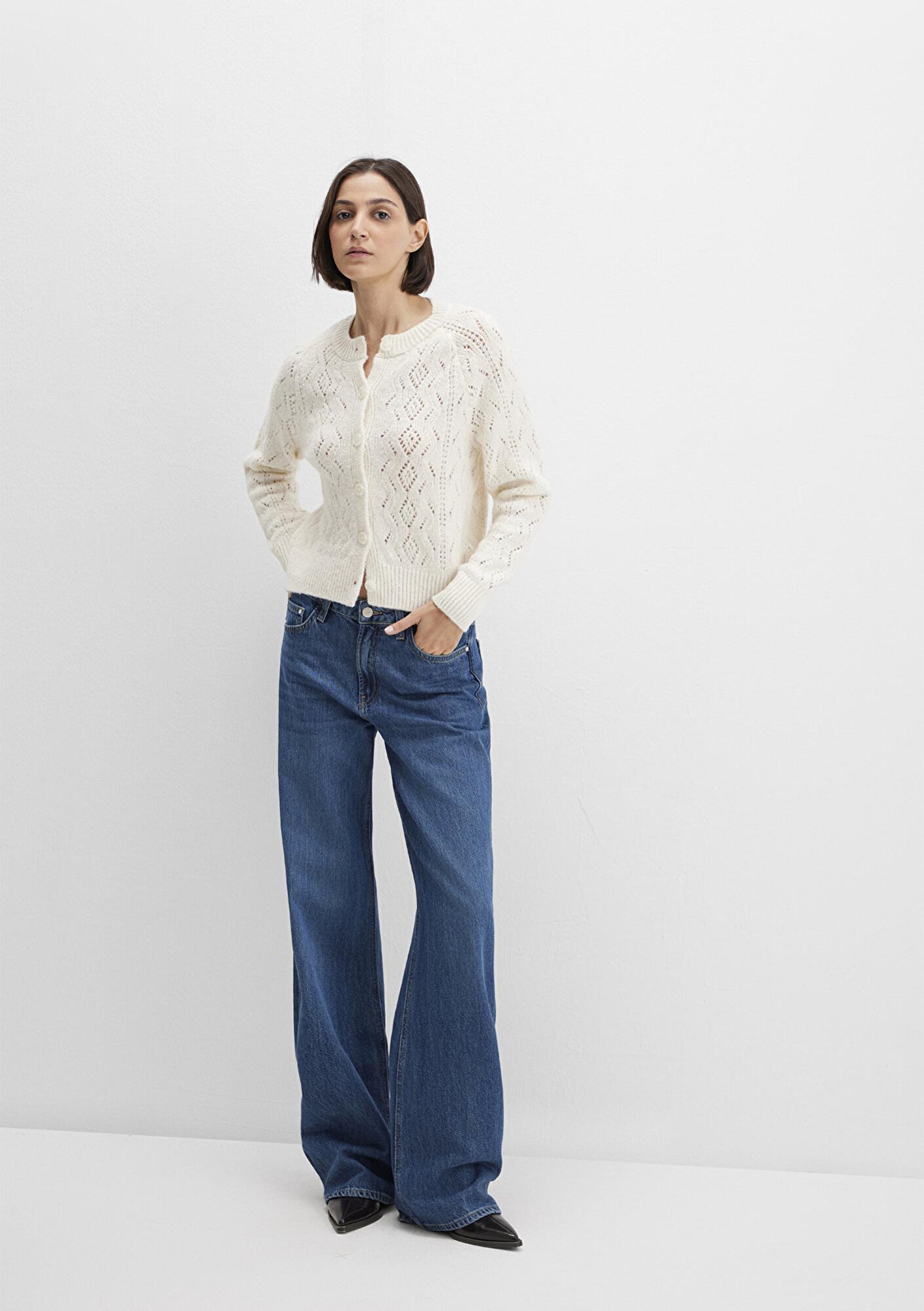 Mavi Yün Karışımlı Ekru Hırka Slim Fit / Dar Kesim 1710812-70057