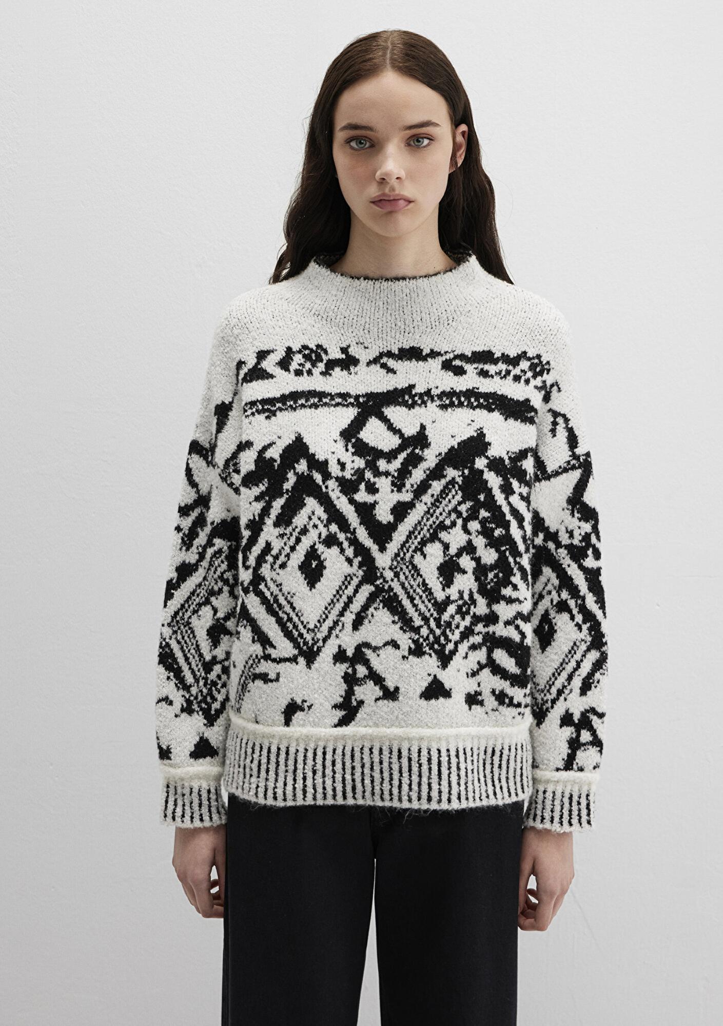 Mavi Siyah Kazak Oversize / Geniş Kesim 1710805-900