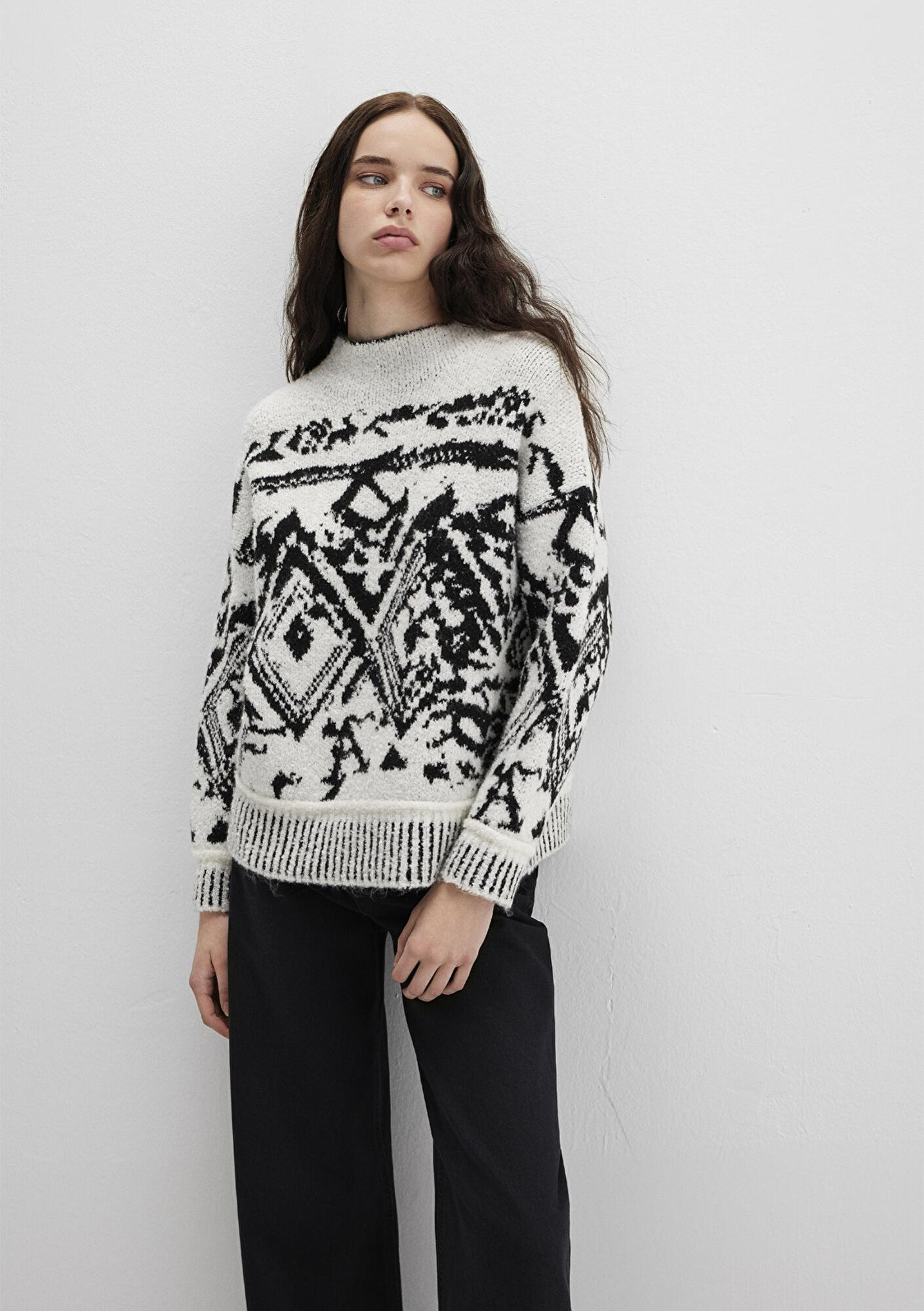 Mavi Siyah Kazak Oversize / Geniş Kesim 1710805-900