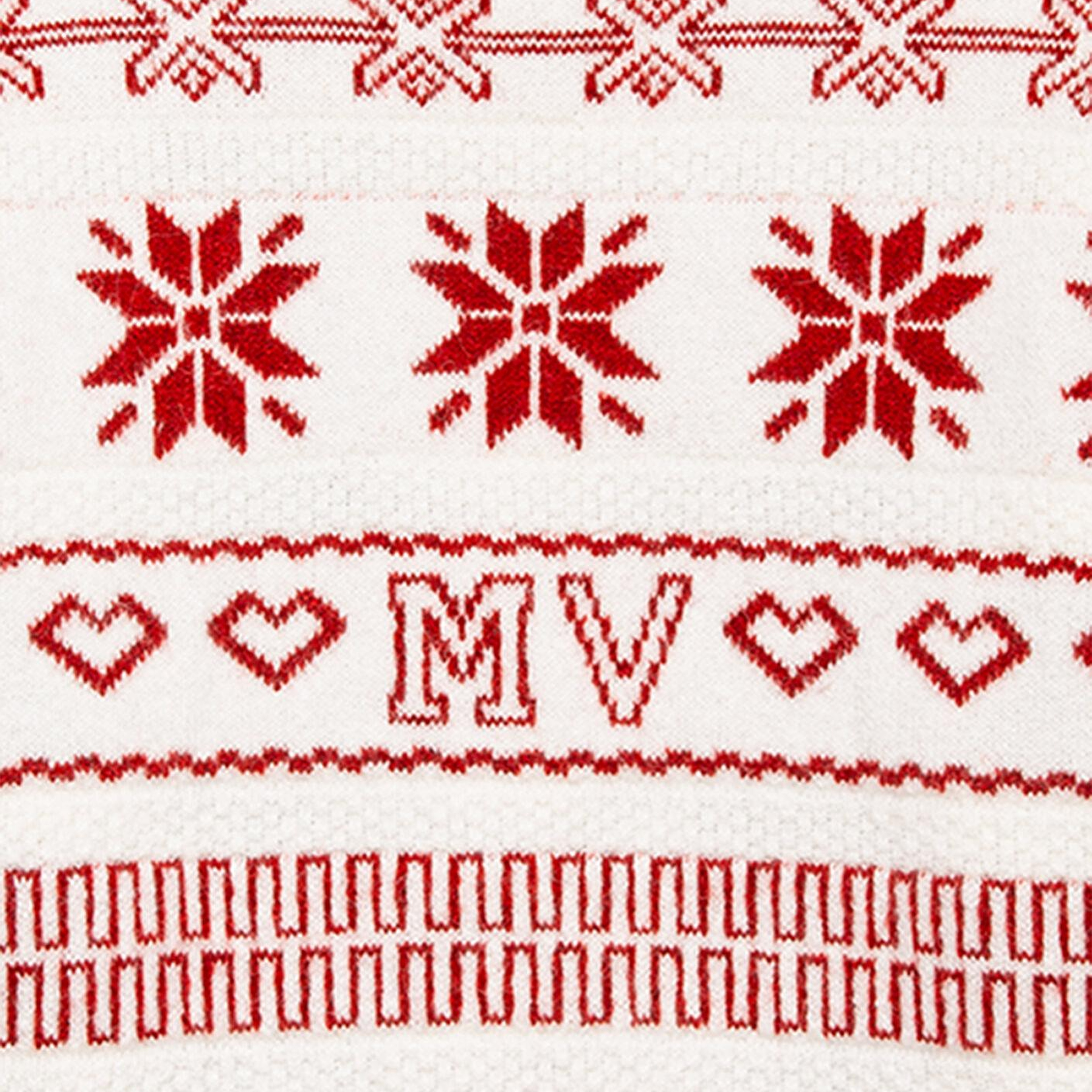 Mavi Yılbaşı Temalı Ekru Kazak Oversize / Geniş Kesim 1710804-70057