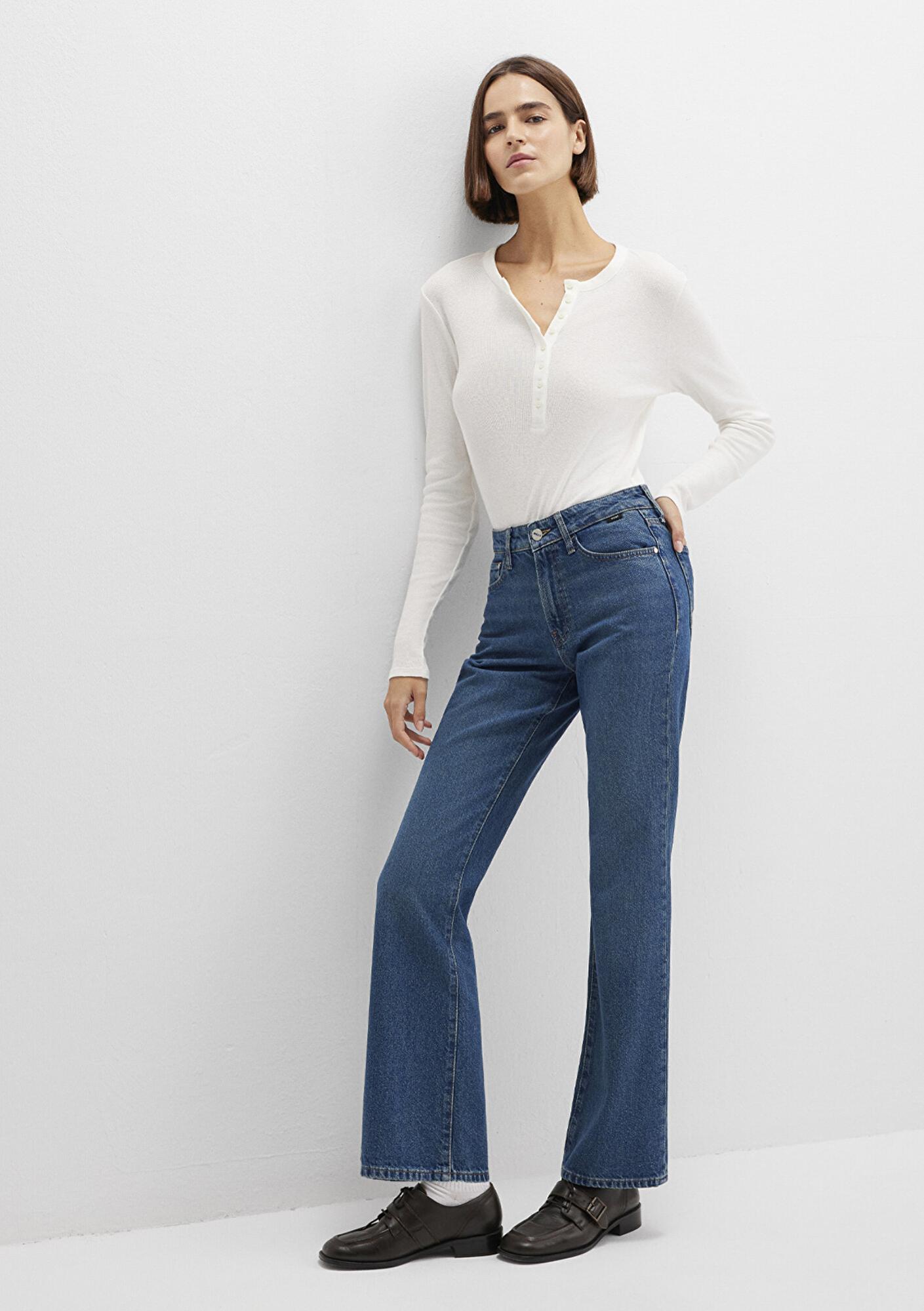 Mavi Miav Jeans 90lar Gölgeli Koyu Mavi Jean Pantolon 1010299-91180