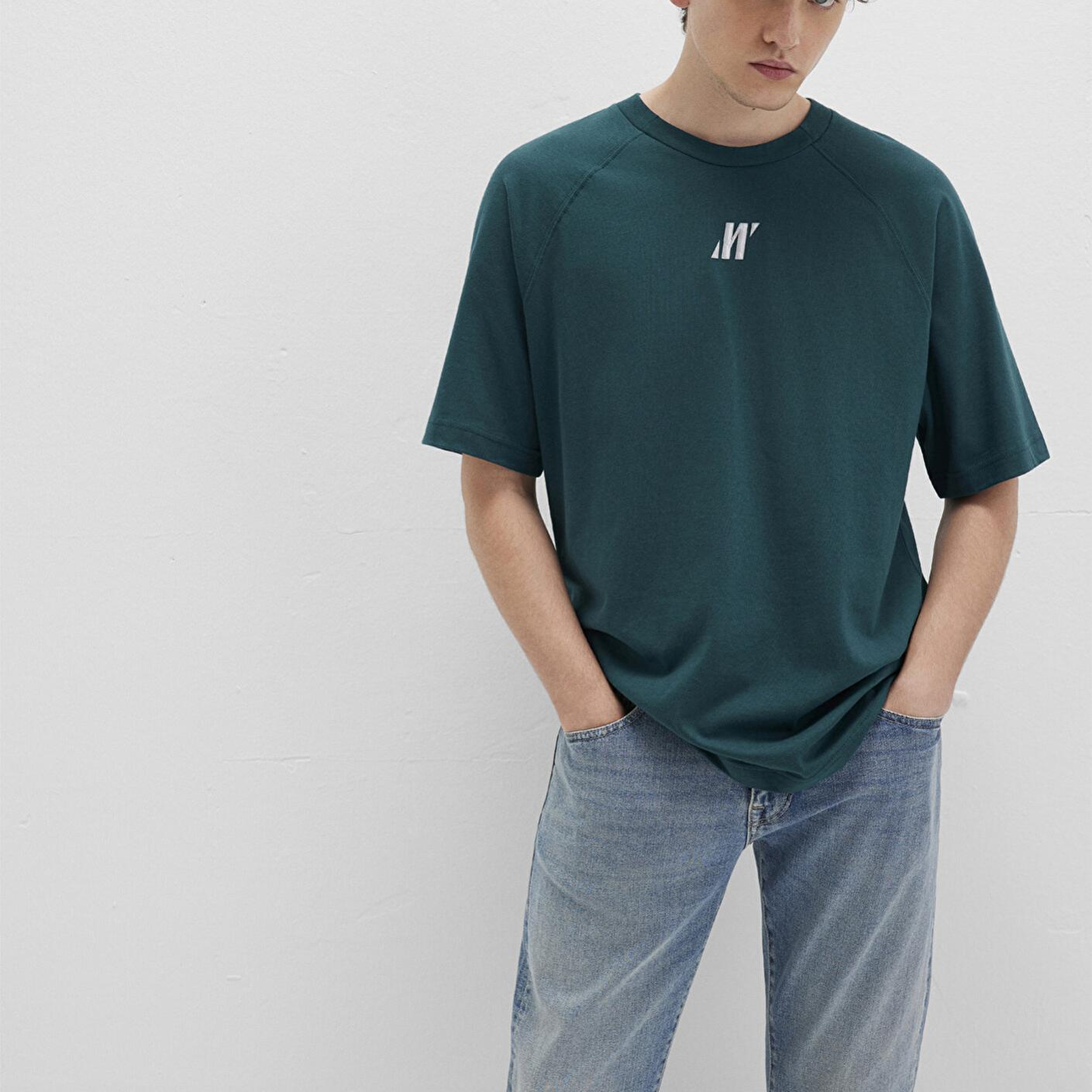 Mavi Pro Logo Baskılı Yeşil Tişört Loose Fit / Bol Rahat Kesim 0613076-71925