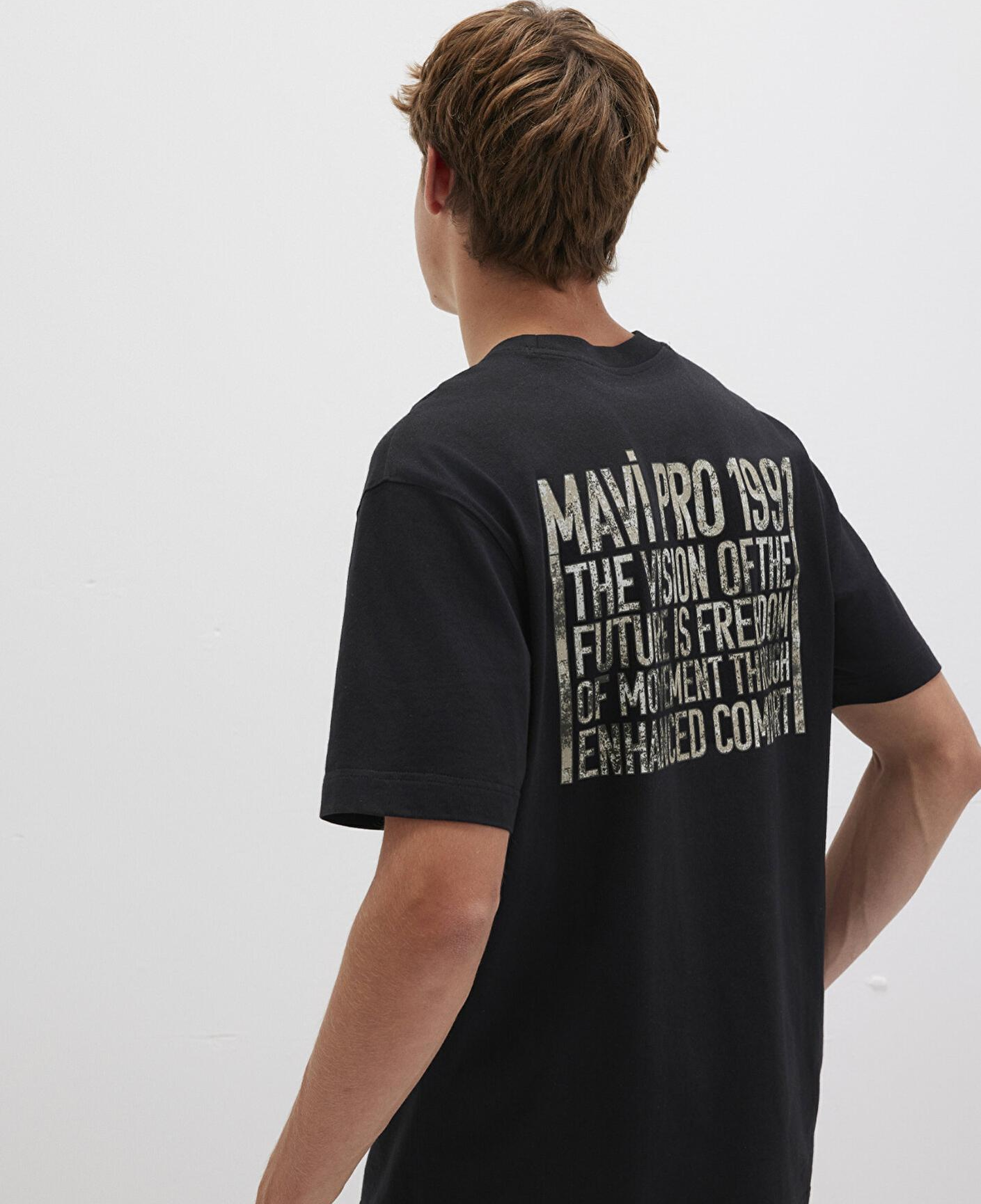 Mavi Mavi Pro Baskılı Siyah Tişört Loose Fit / Bol Rahat Kesim 0613078-900