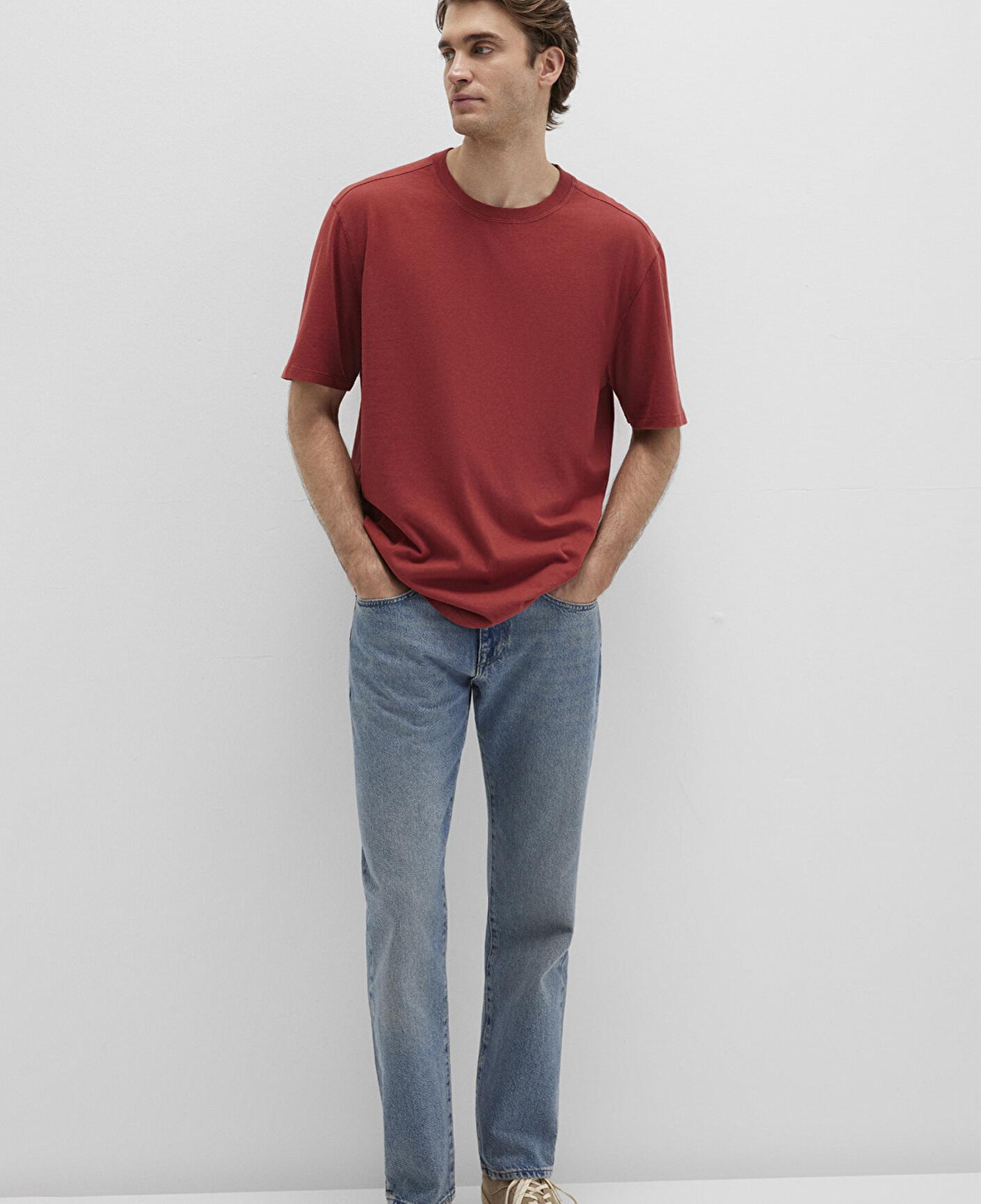 Mavi Kırmızı Tişört Loose Fit / Bol Rahat Kesim 0613044-70457