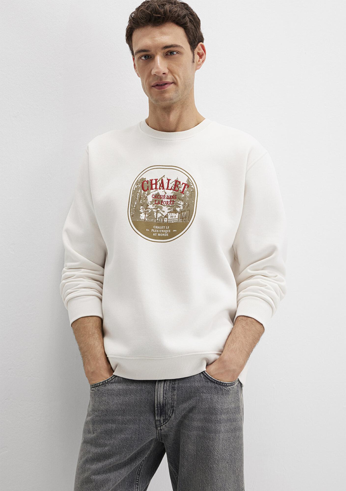 Mavi Chalet Nakışlı Ekru Sweatshirt 0S10484-70057