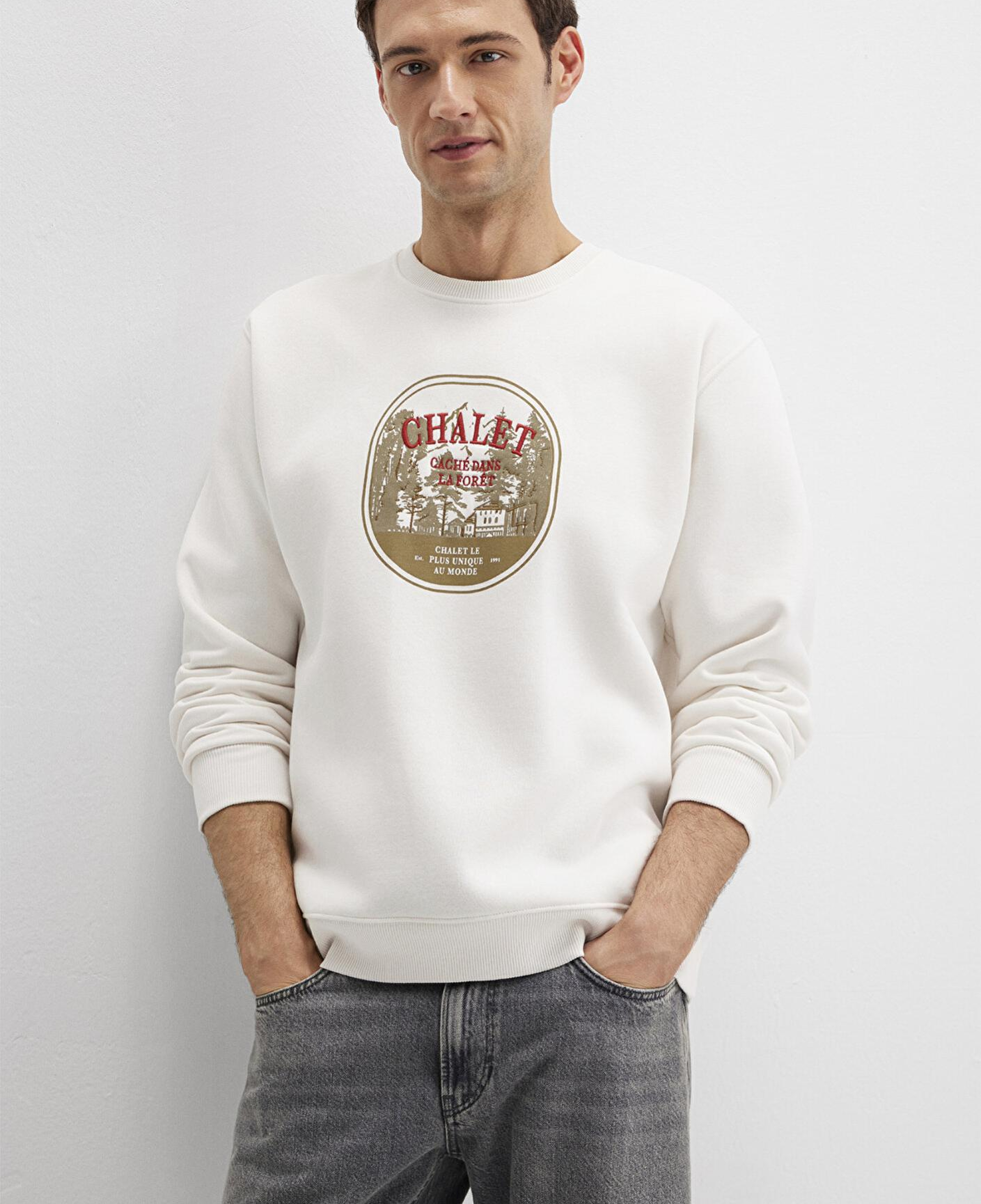 Mavi Chalet Nakışlı Ekru Sweatshirt 0S10484-70057