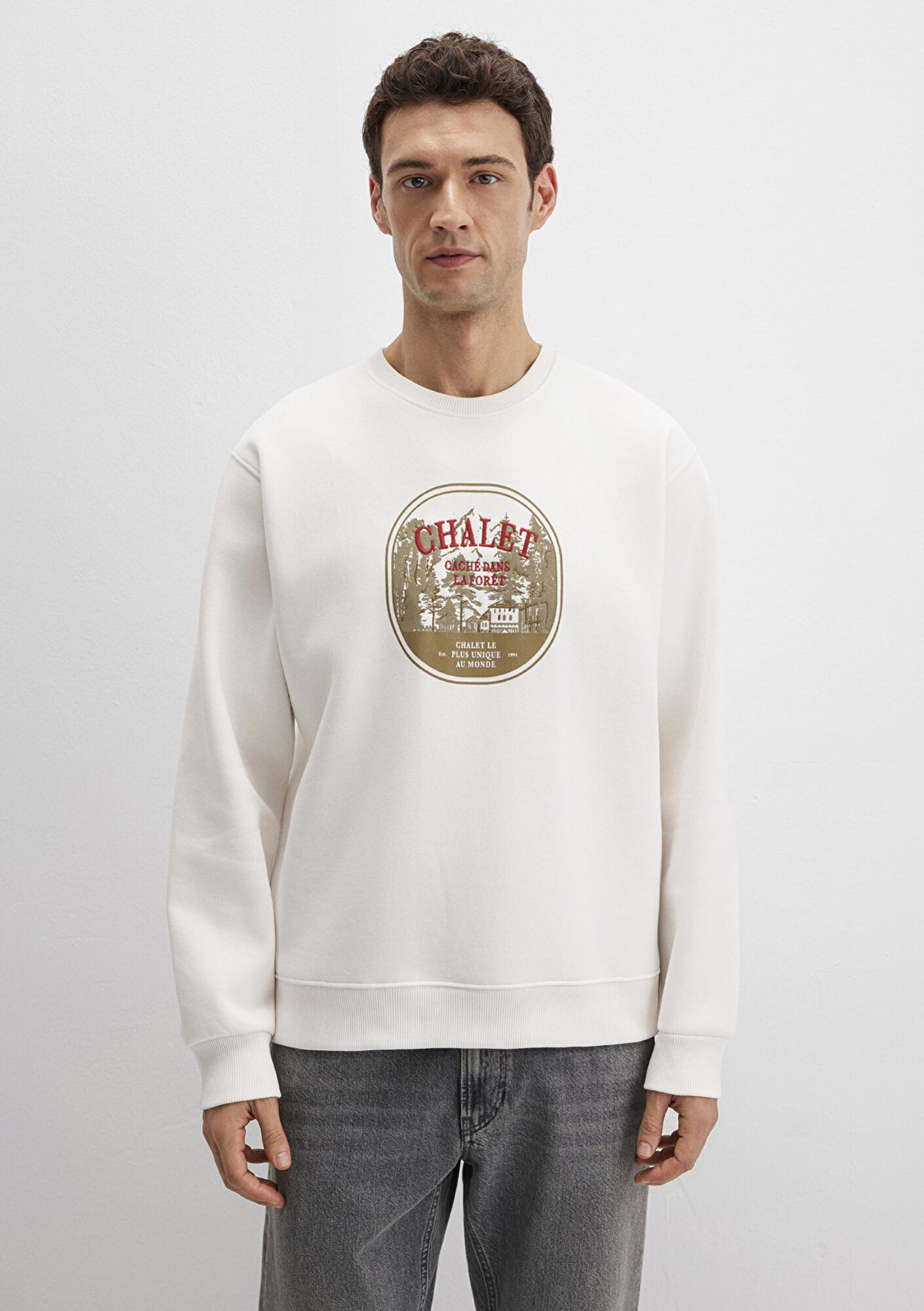 Mavi Chalet Nakışlı Ekru Sweatshirt 0S10484-70057