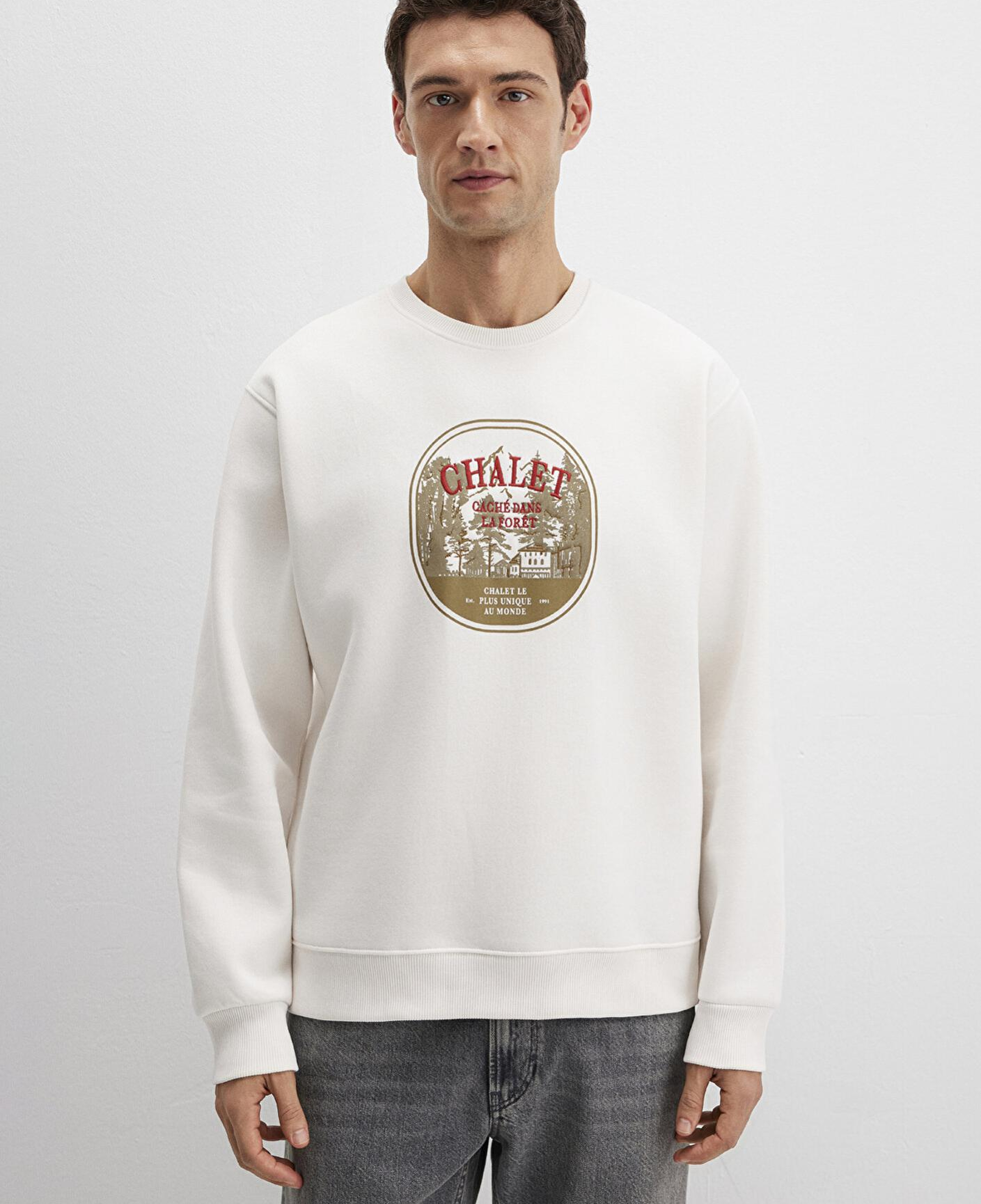 Mavi Chalet Nakışlı Ekru Sweatshirt 0S10484-70057
