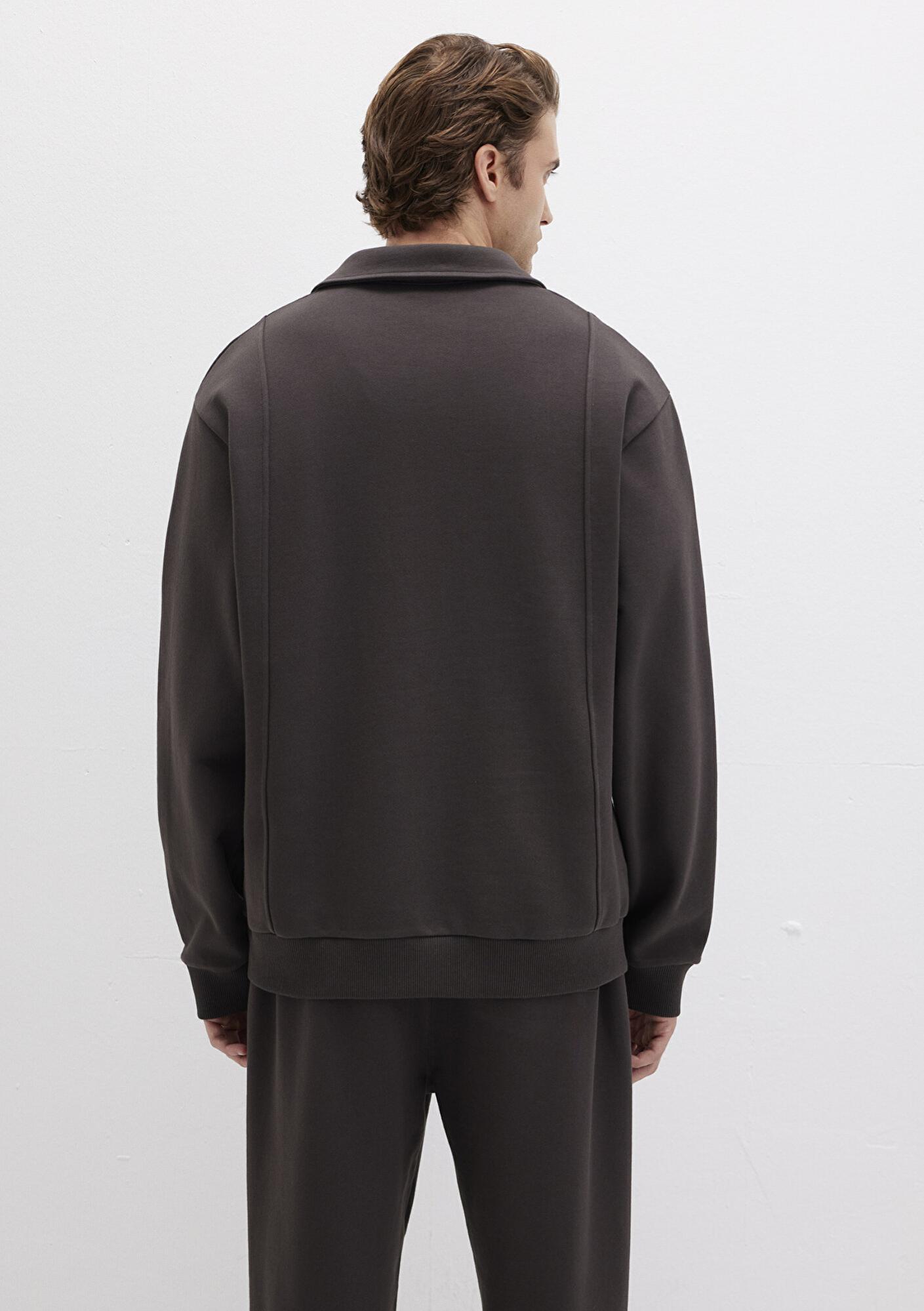 Mavi Polo Yaka Kahverengi Sweatshirt 0S10479-70219