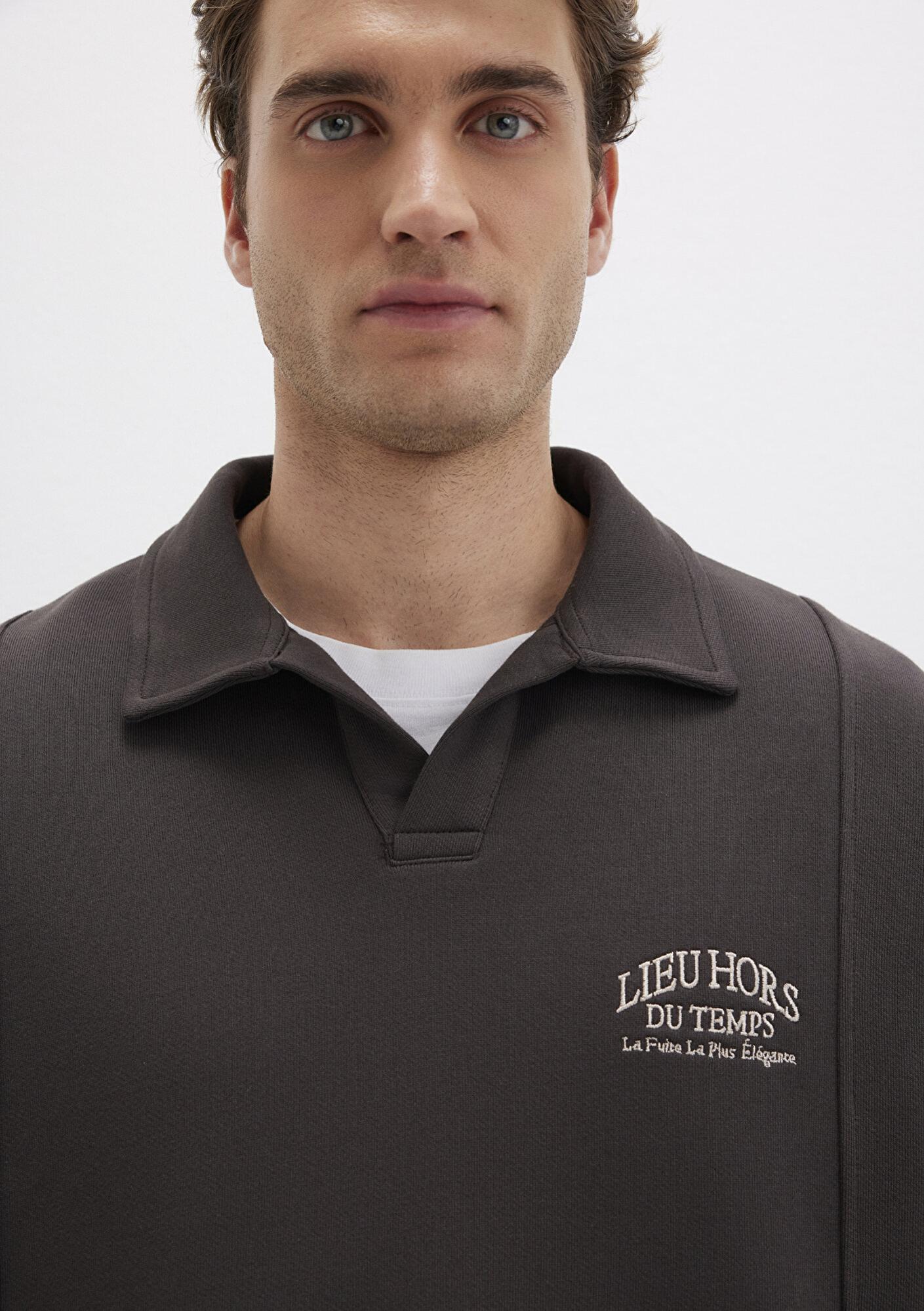 Mavi Polo Yaka Kahverengi Sweatshirt 0S10479-70219