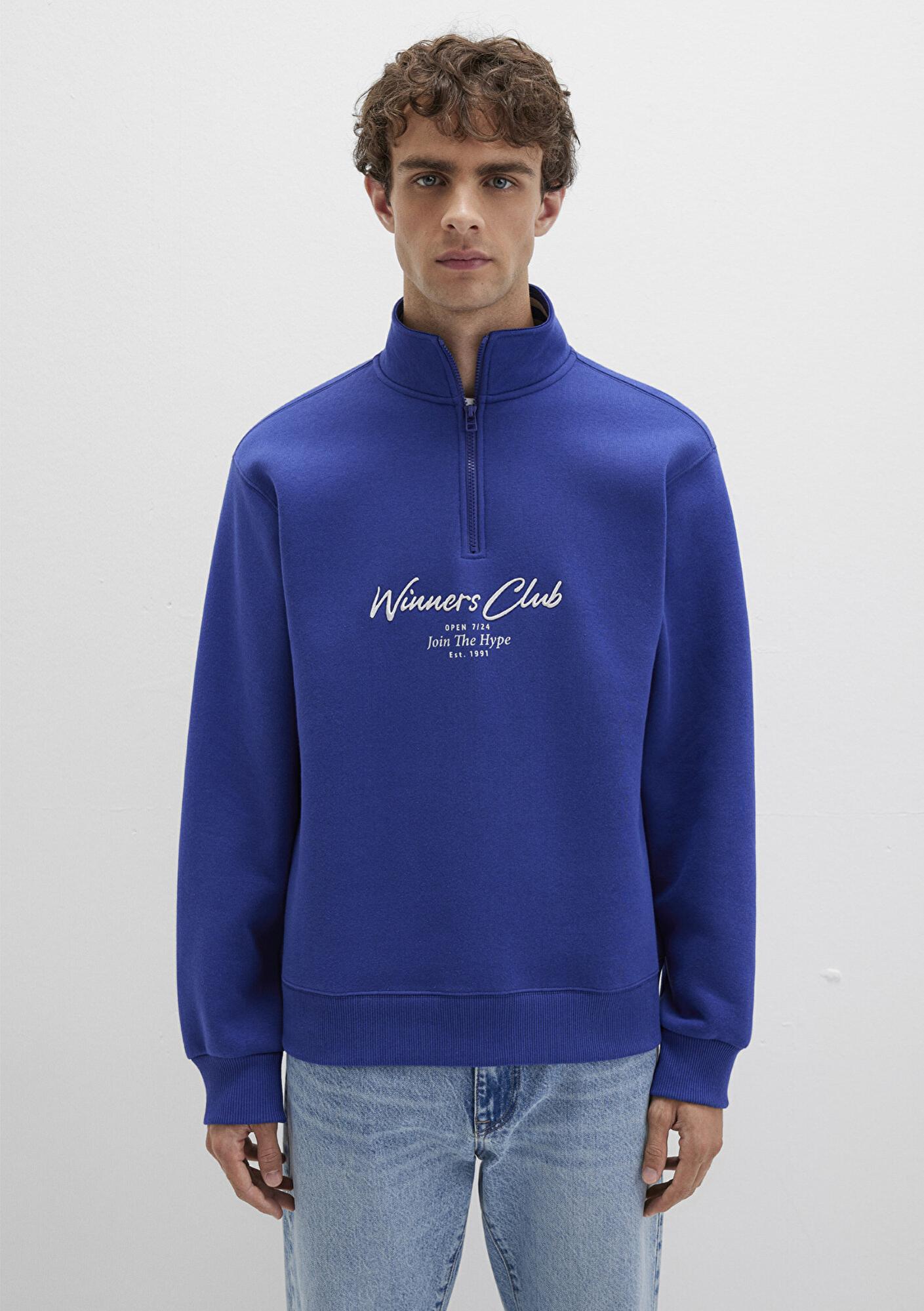 Mavi Winners Club Baskılı Mavi Polo Sweatshirt 0S10488-70695