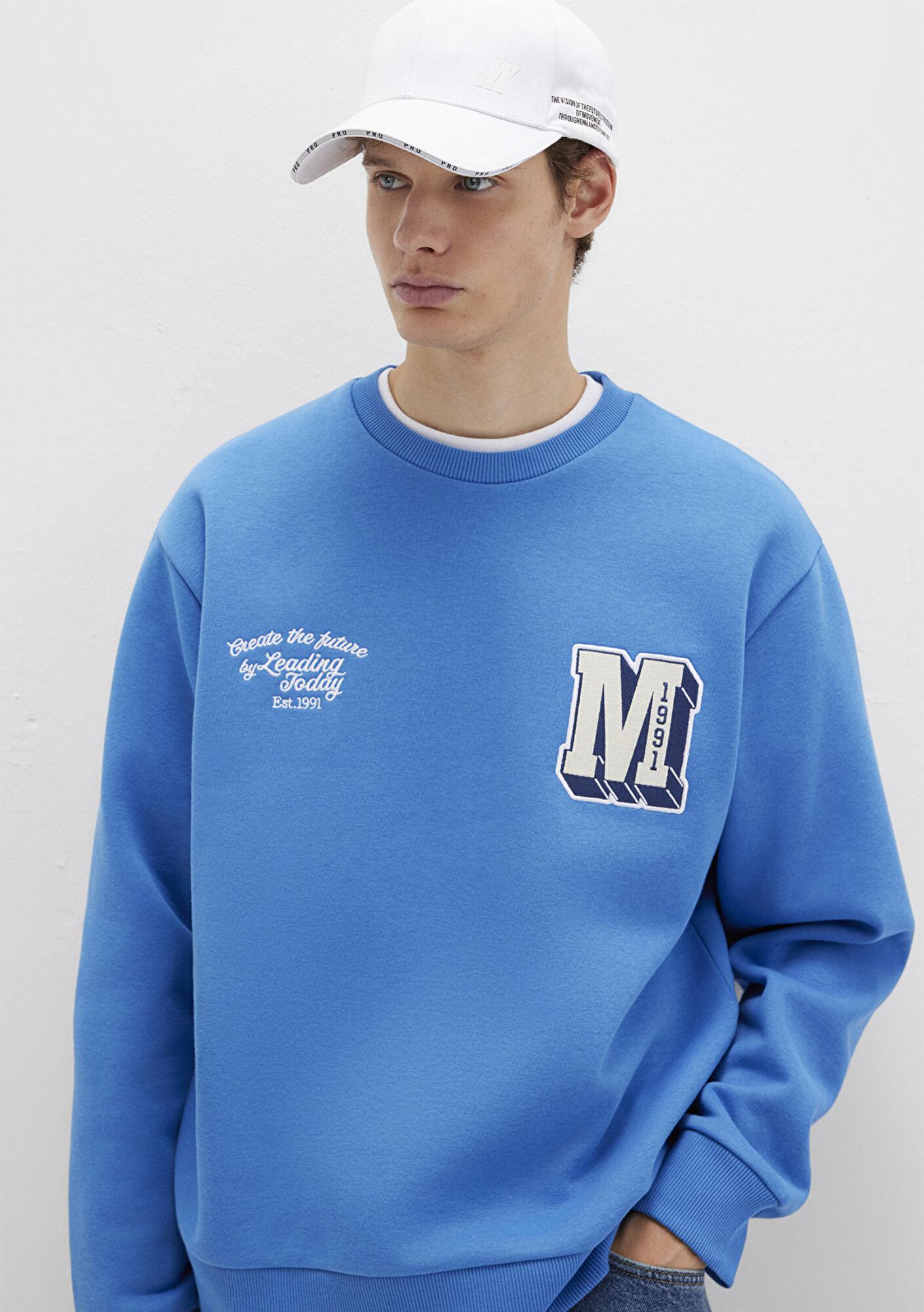 Mavi M Logo Nakış Detaylı Mavi Sweatshirt 0S10492-81330