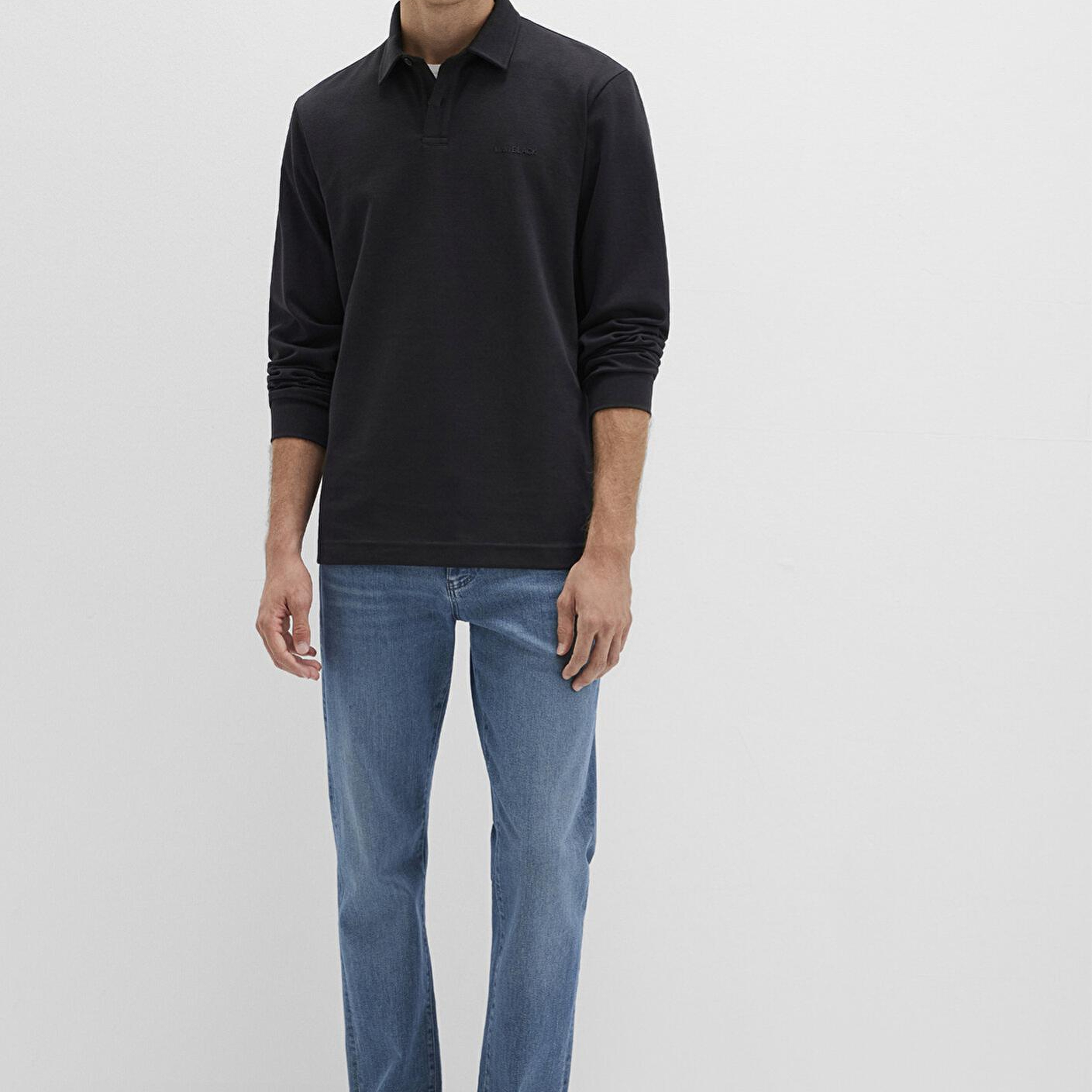 Mavi Düğme Detaylı Siyah Polo Tişört Regular Fit / Normal Kesim 0613043-900