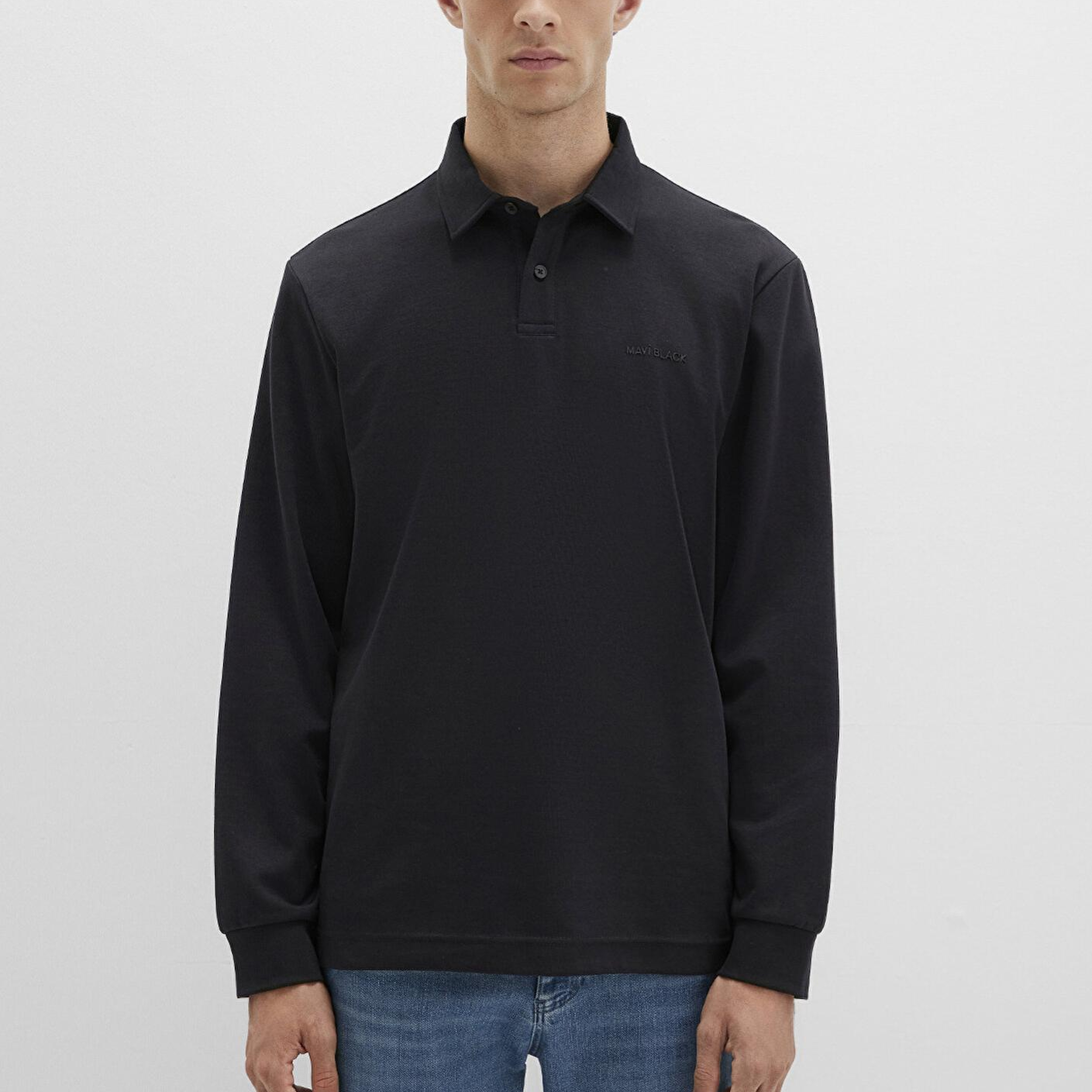Mavi Düğme Detaylı Siyah Polo Tişört Regular Fit / Normal Kesim 0613043-900