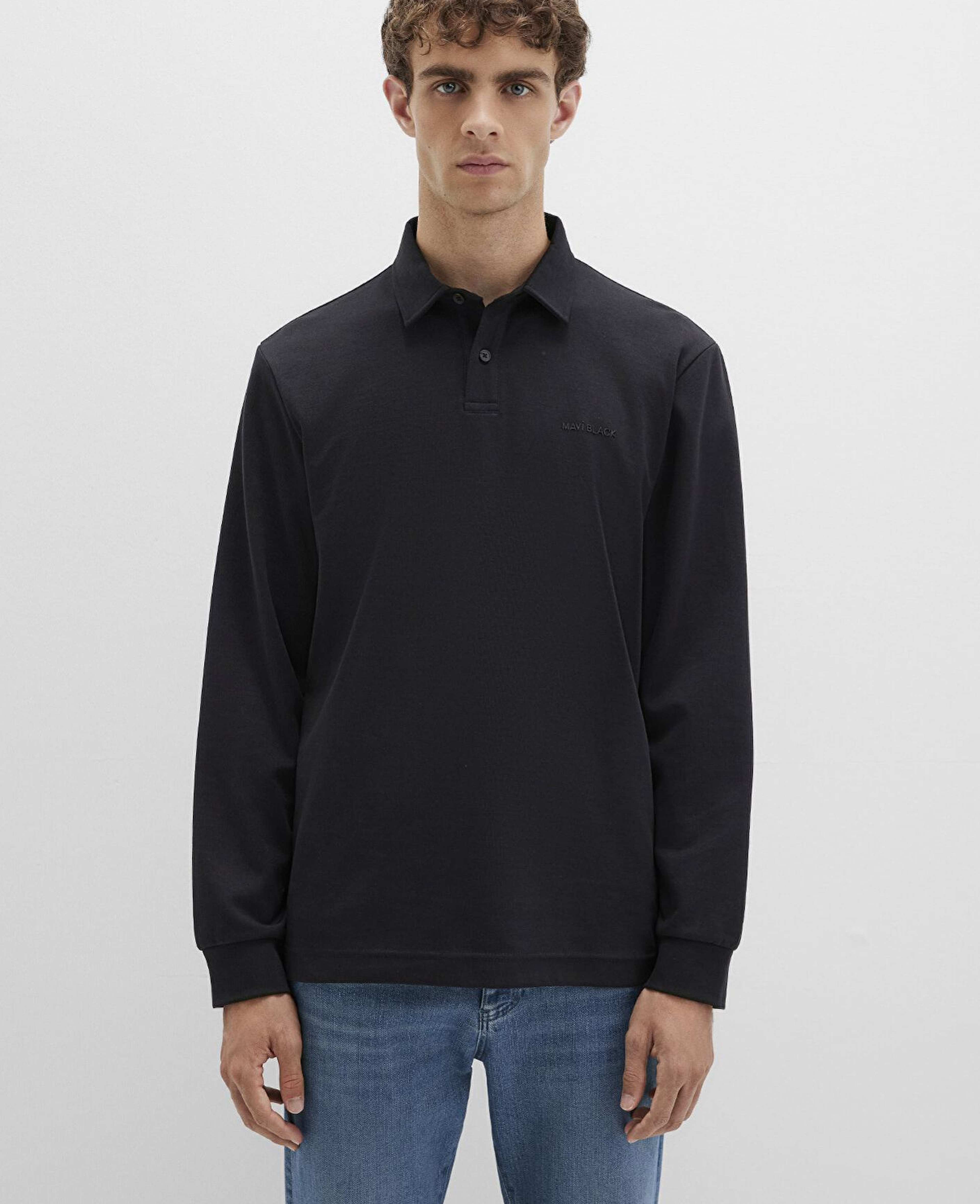 Mavi Düğme Detaylı Siyah Polo Tişört Regular Fit / Normal Kesim 0613043-900