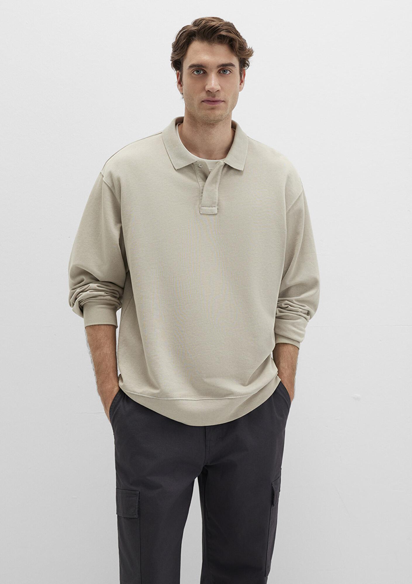 Mavi Bej Polo Sweatshirt 0S10323-70146