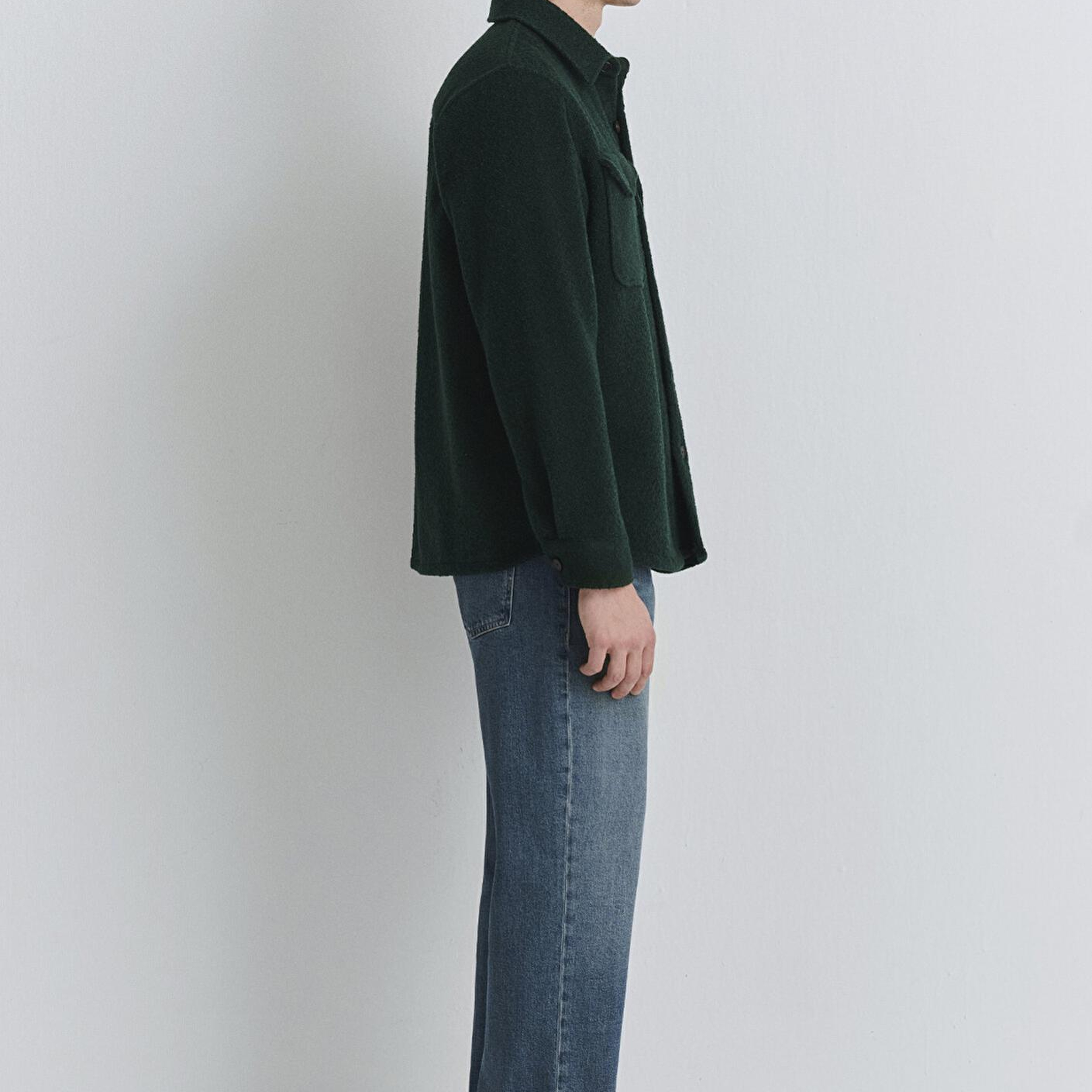 Mavi Yün Karışımlı Yeşil Gömlek Loose Fit / Bol Rahat Kesim 0211780-71929