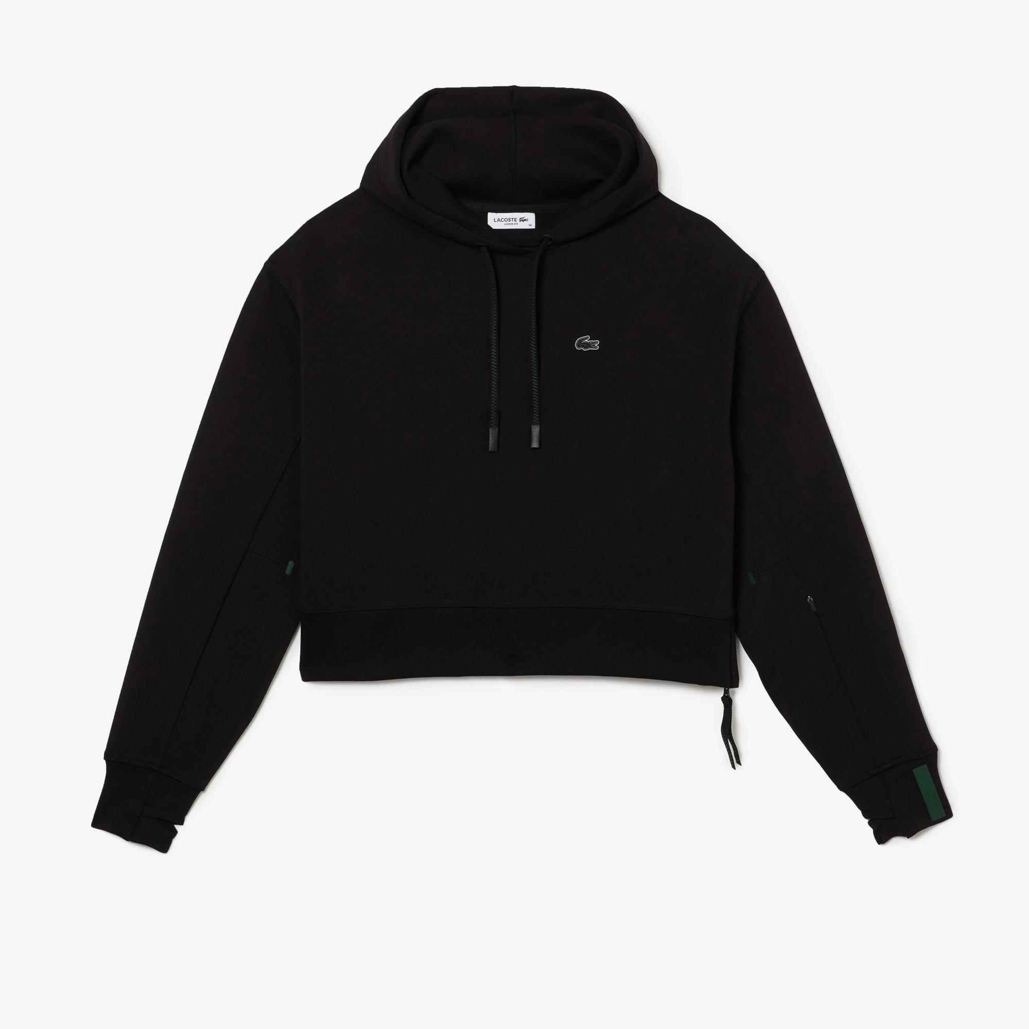 Lacoste Kadın Relaxed Fit Kapüşonlu Siyah Sweatshirt