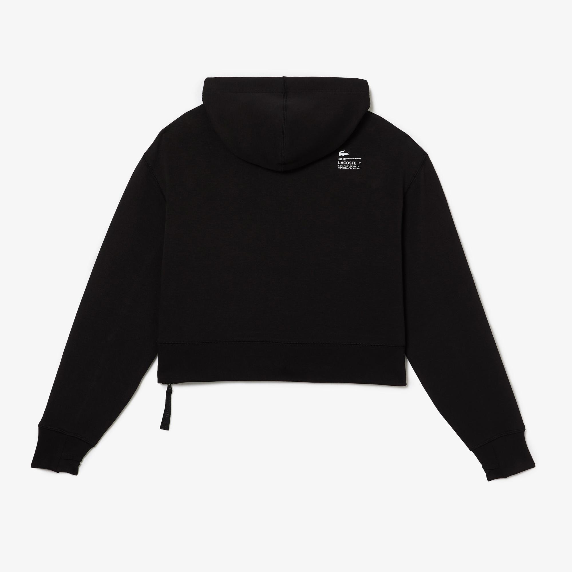 Lacoste Kadın Relaxed Fit Kapüşonlu Siyah Sweatshirt