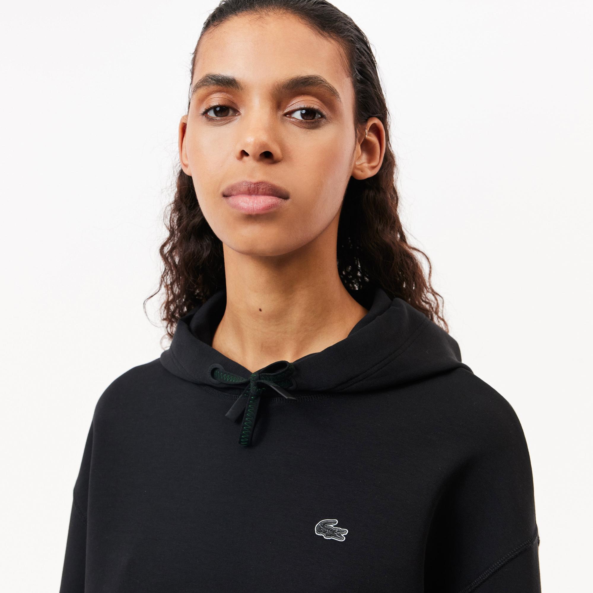 Lacoste Kadın Relaxed Fit Kapüşonlu Siyah Sweatshirt