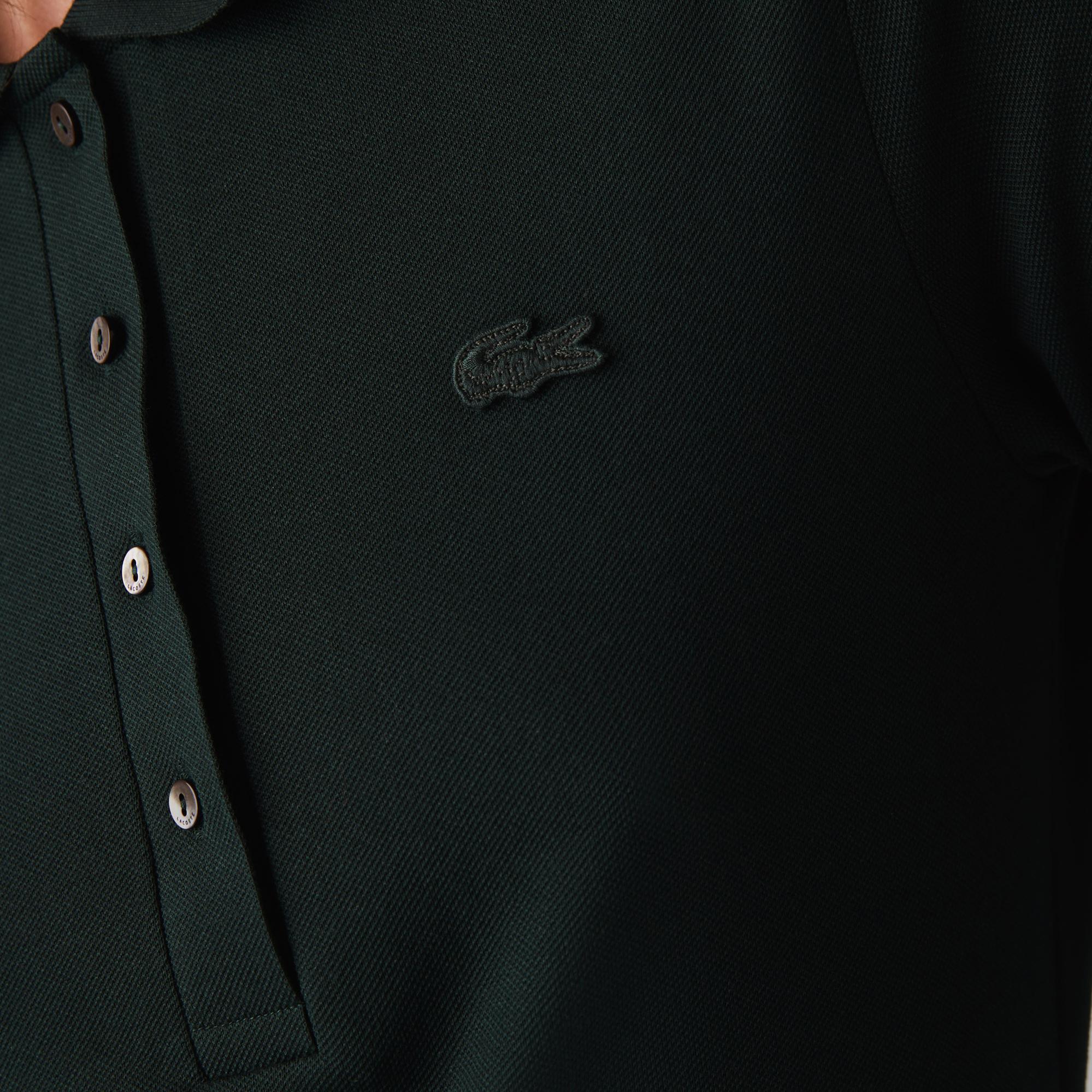 Lacoste Kadın Slim Fit Uzun Kollu Koyu Yeşil Polo