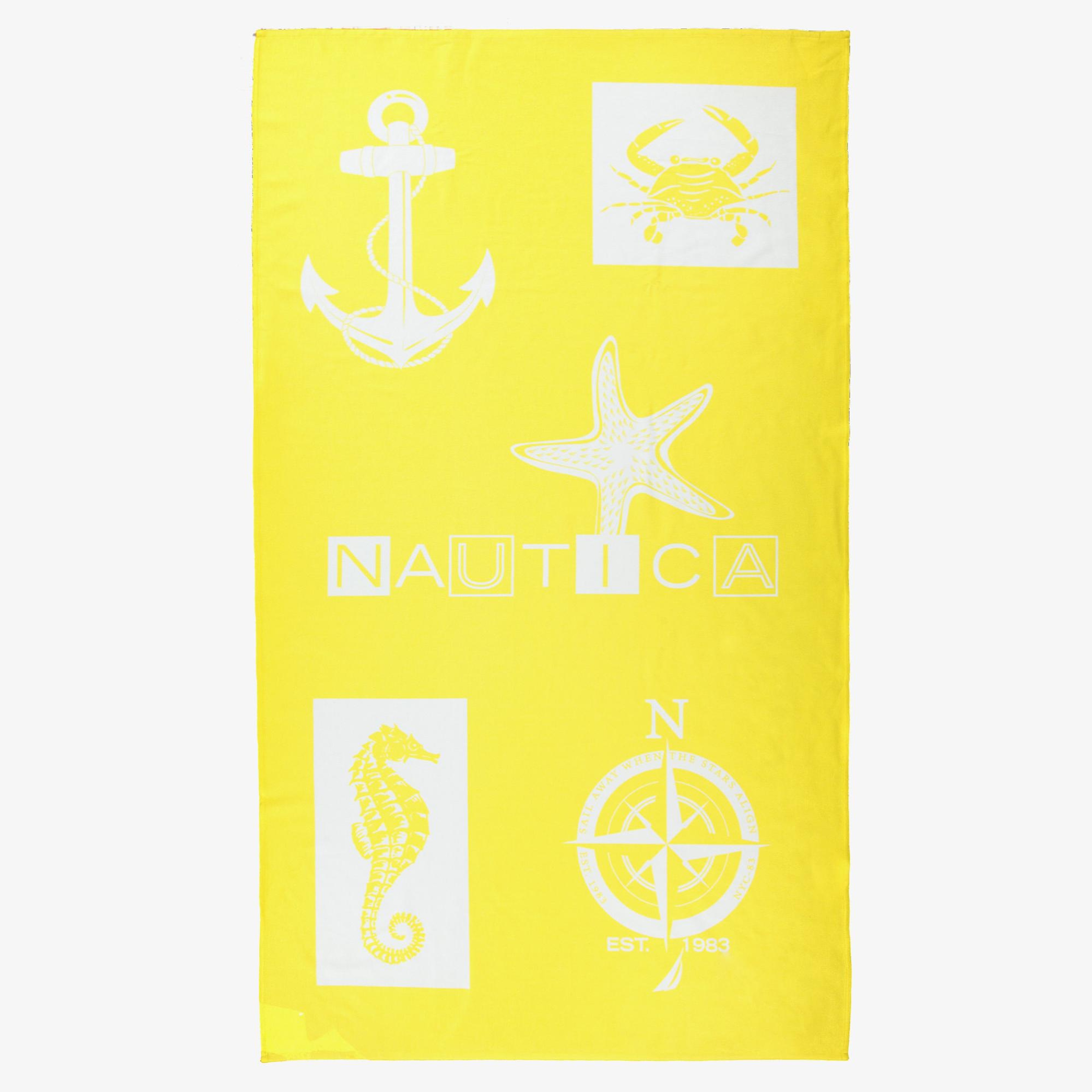 Nautica Unisex Sarı Desenli Plaj Havlusu