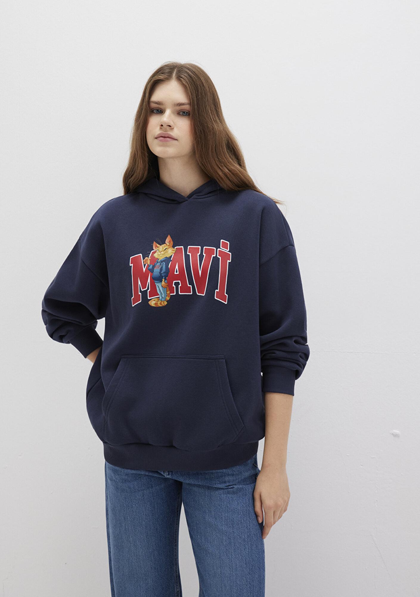 Mavi Mavi Kedi Logo Lacivert Sweatshirt 1S10461-70488
