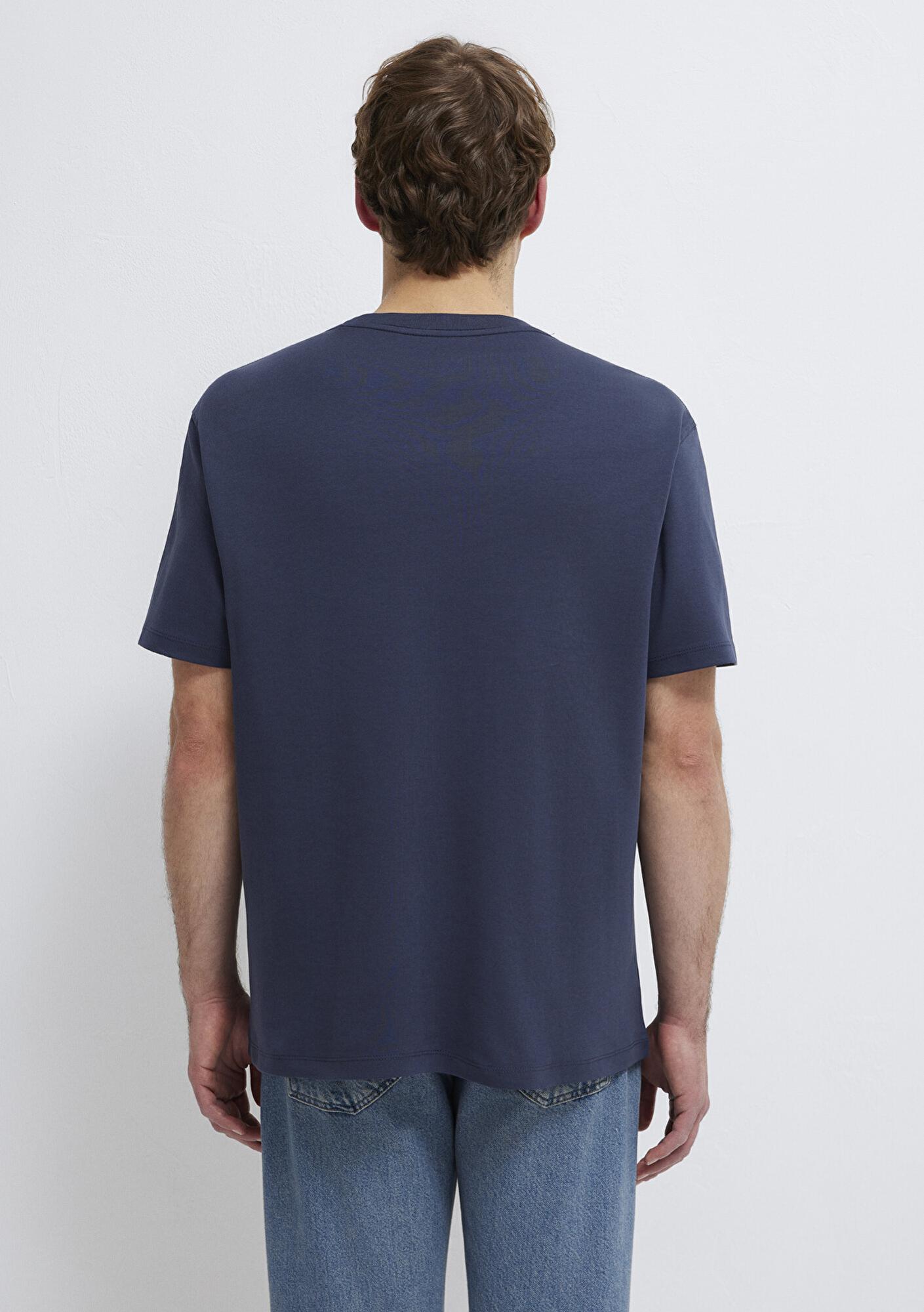 Mavi Mavi Logo Lacivert Basic İnterlok Tişört Loose Fit / Bol Rahat Kesim 0613102-85315