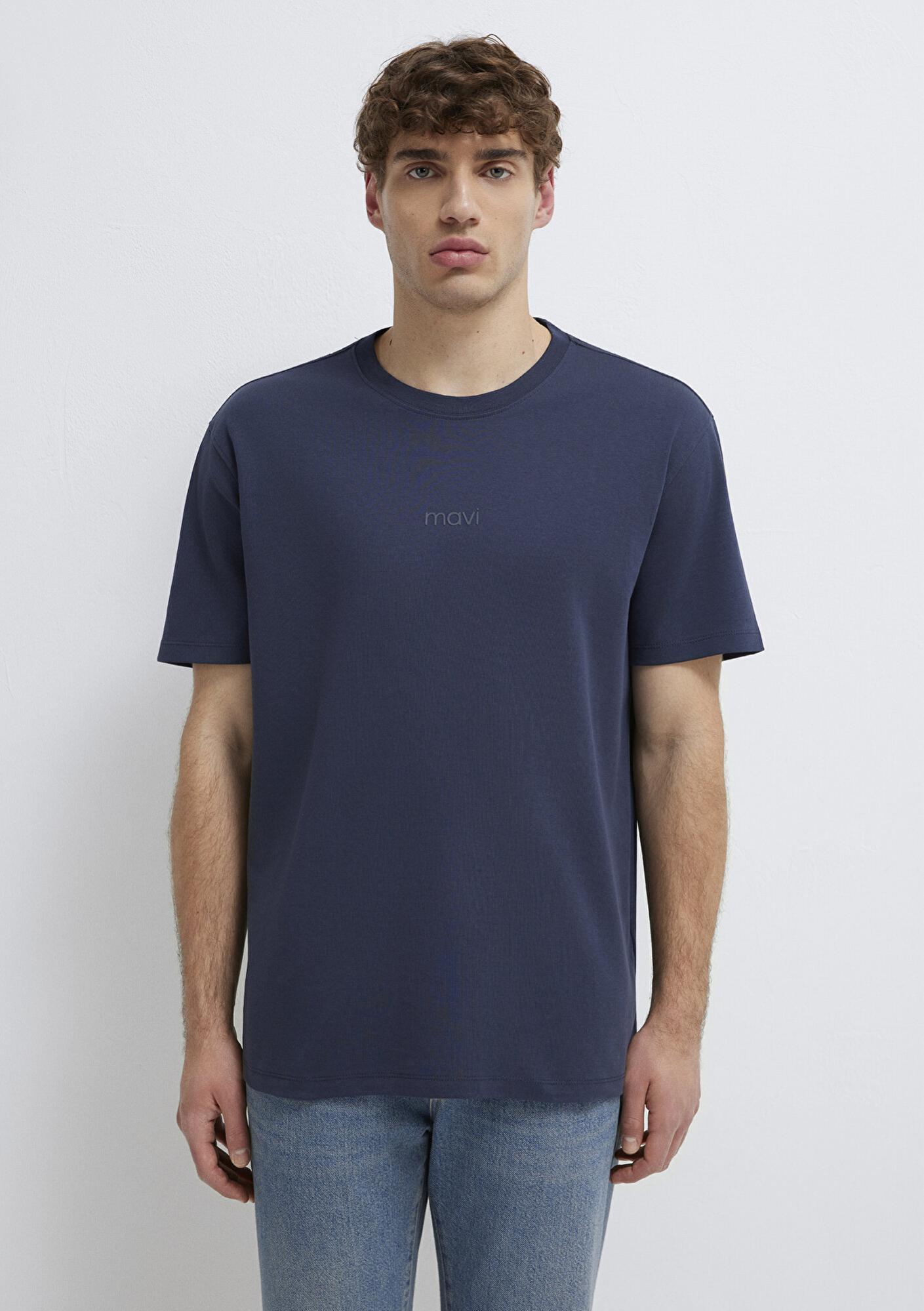 Mavi Mavi Logo Lacivert Basic İnterlok Tişört Loose Fit / Bol Rahat Kesim 0613102-85315