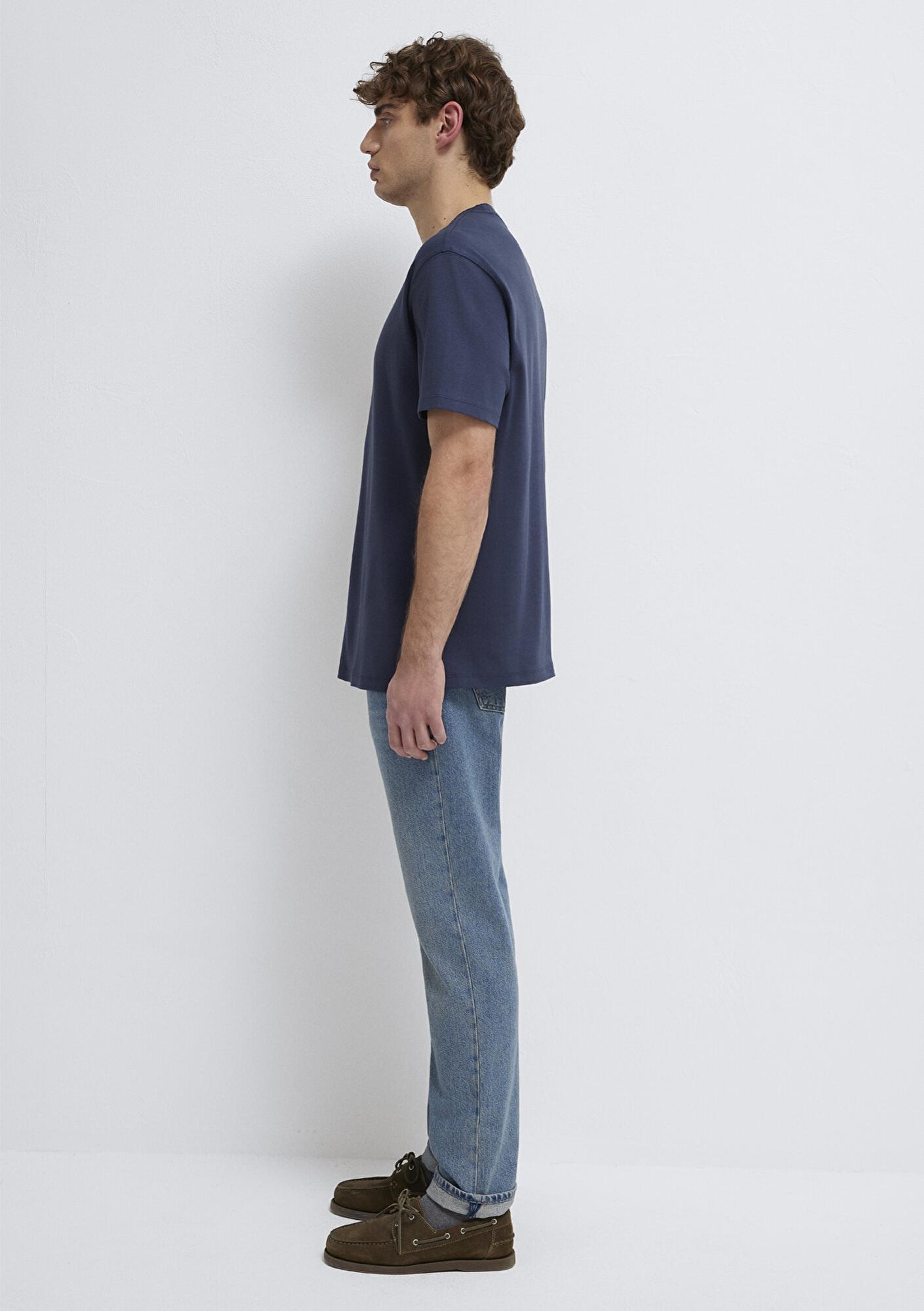 Mavi Mavi Logo Lacivert Basic İnterlok Tişört Loose Fit / Bol Rahat Kesim 0613102-85315