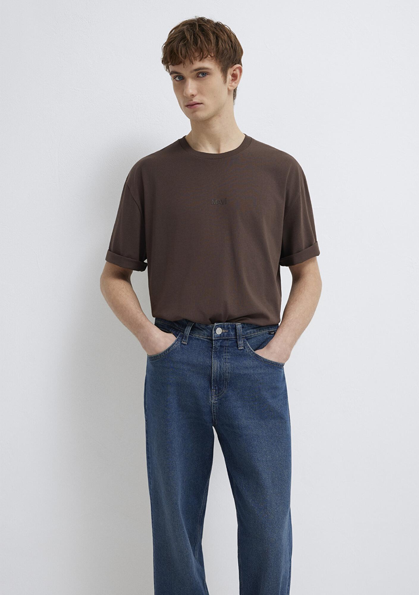 Mavi Mavi Logo Kahverengi Basic Tişört Relaxed Fit / Rahat Kesim 0613093-70251
