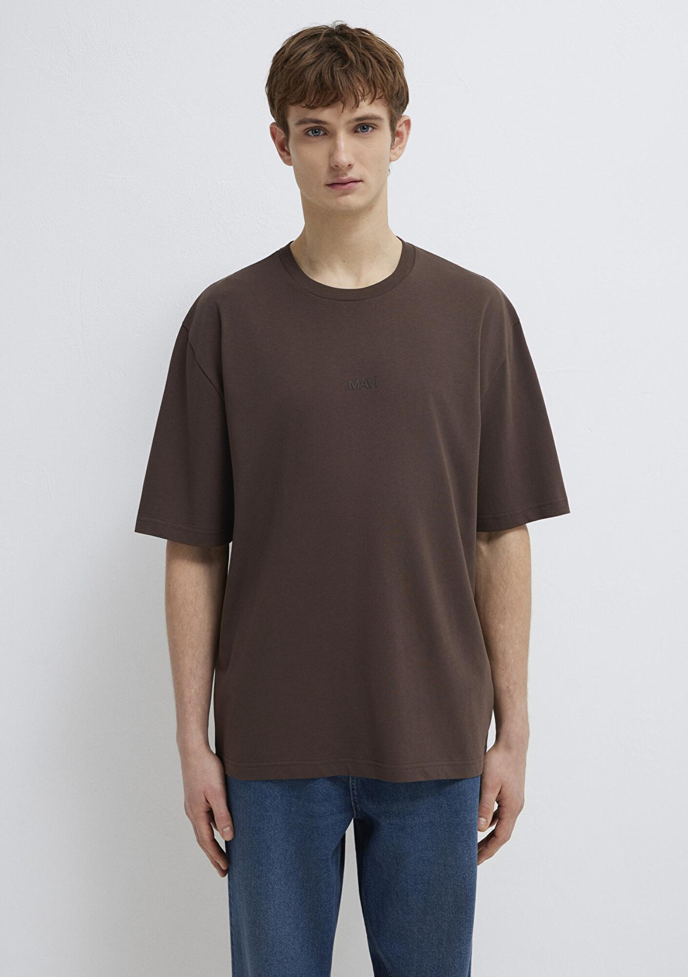 Mavi Mavi Logo Kahverengi Basic Tişört Relaxed Fit / Rahat Kesim 0613093-70251
