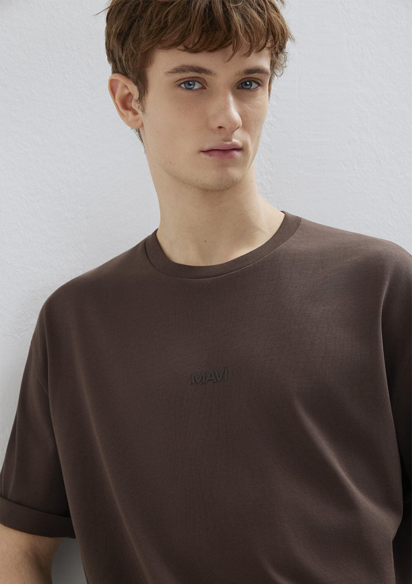 Mavi Mavi Logo Kahverengi Basic Tişört Relaxed Fit / Rahat Kesim 0613093-70251
