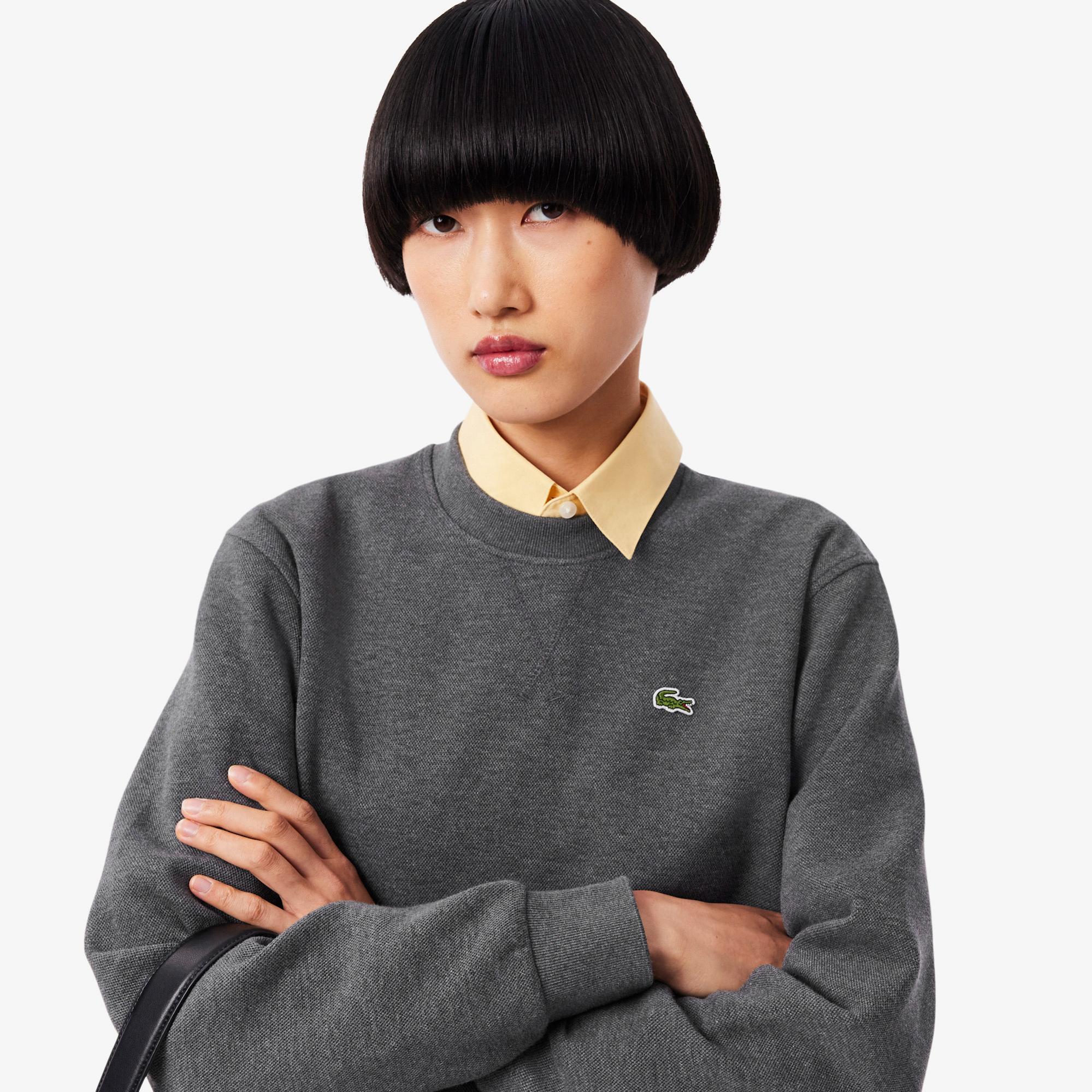 Lacoste Kadın Relaxed Fit Bisiklet Yaka Gri Sweatshirt