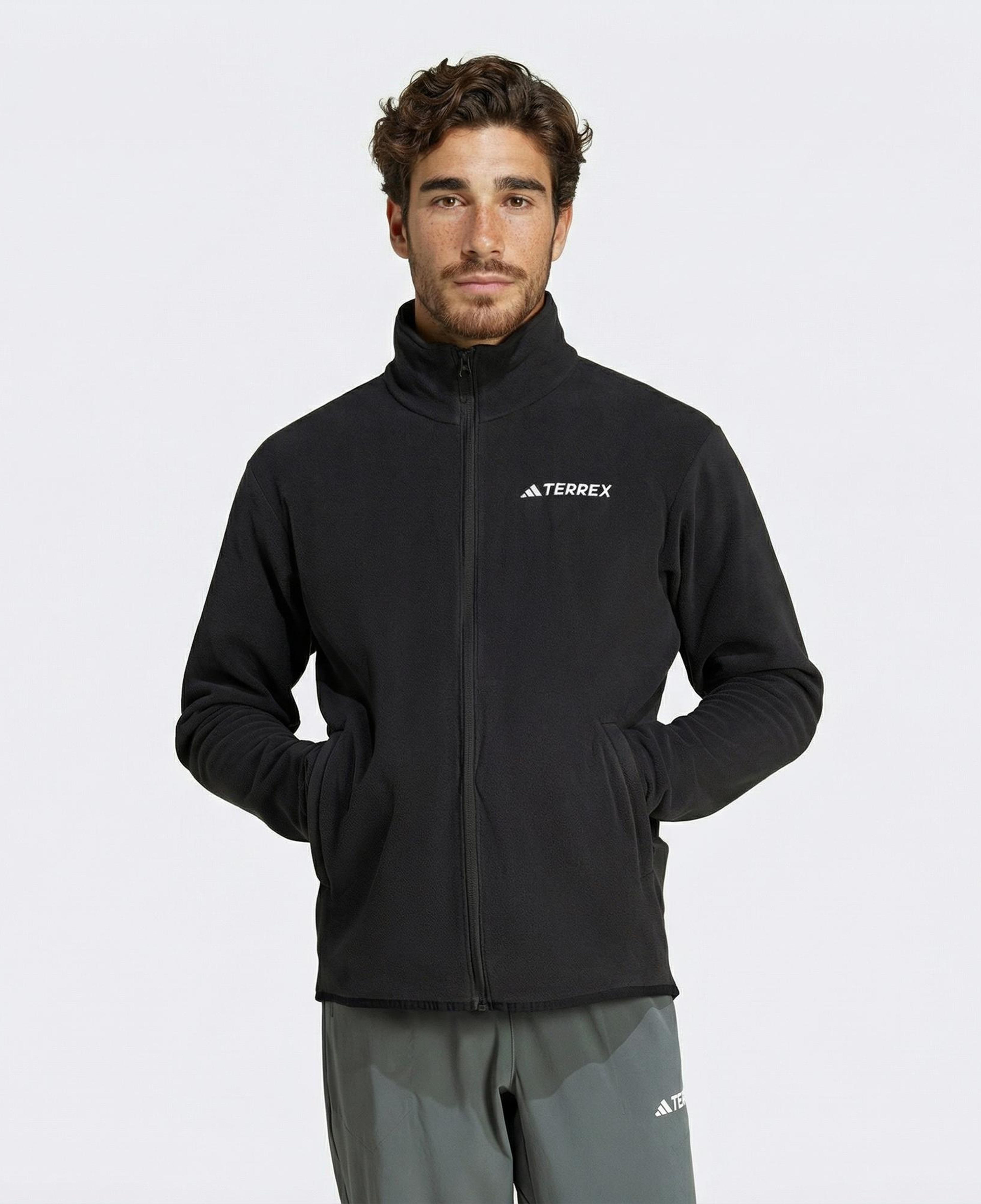 adidas Mountain Essentials Full-Zip Fleece Erkek Siyah Polar