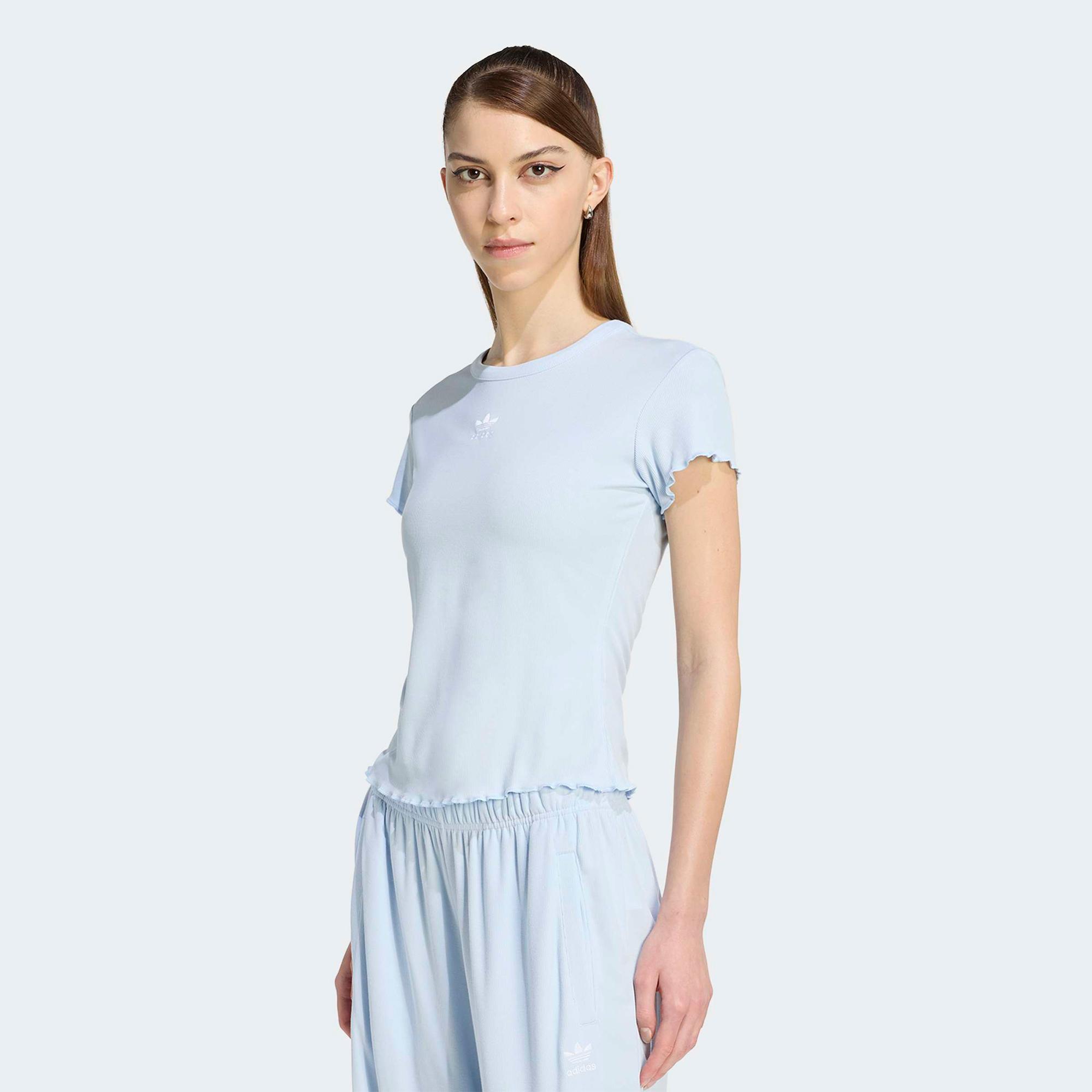 adidas Essentials Scalloped Kadın Mavi T-Shirt