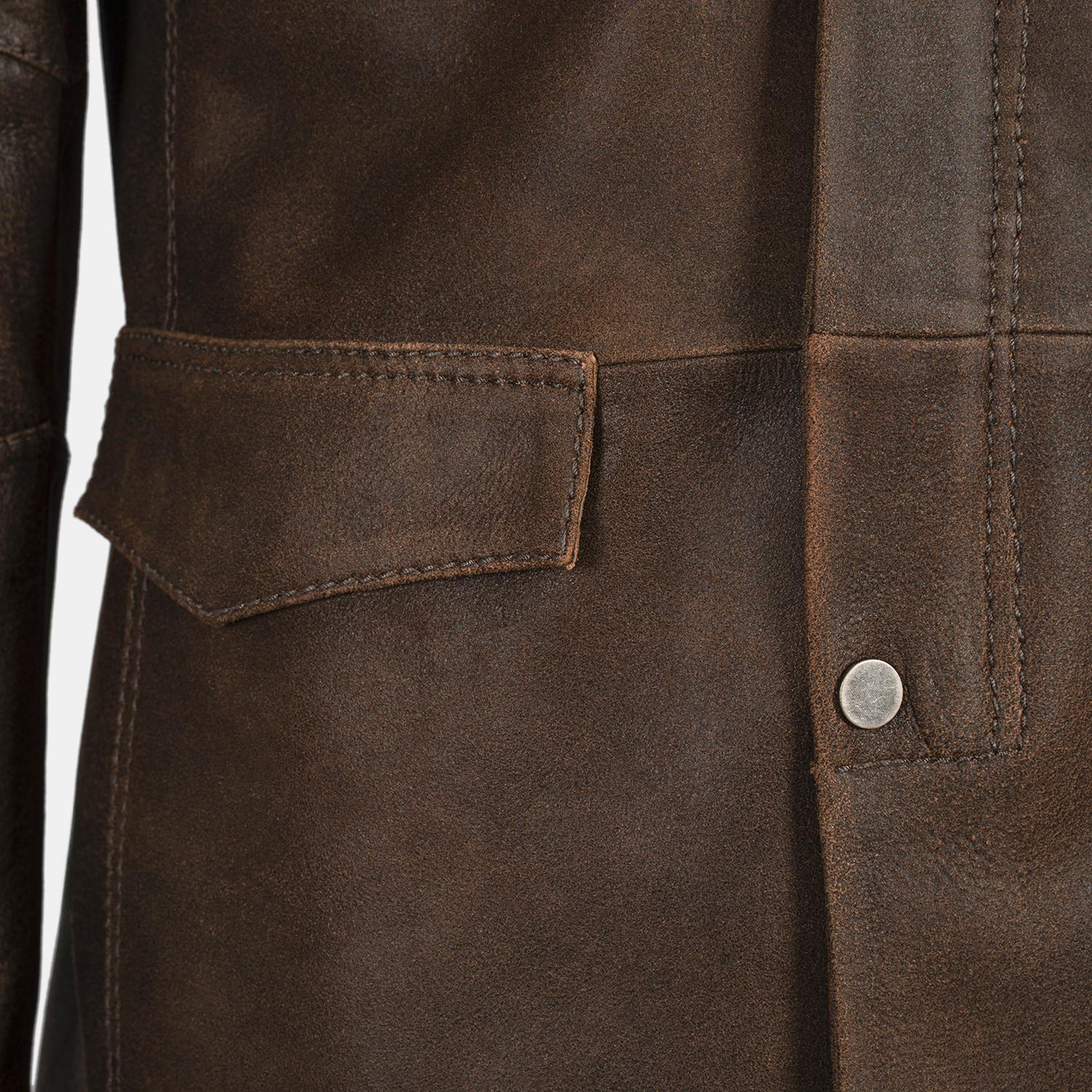 Erkek Taba Gömlek Yakalı Deri Mont