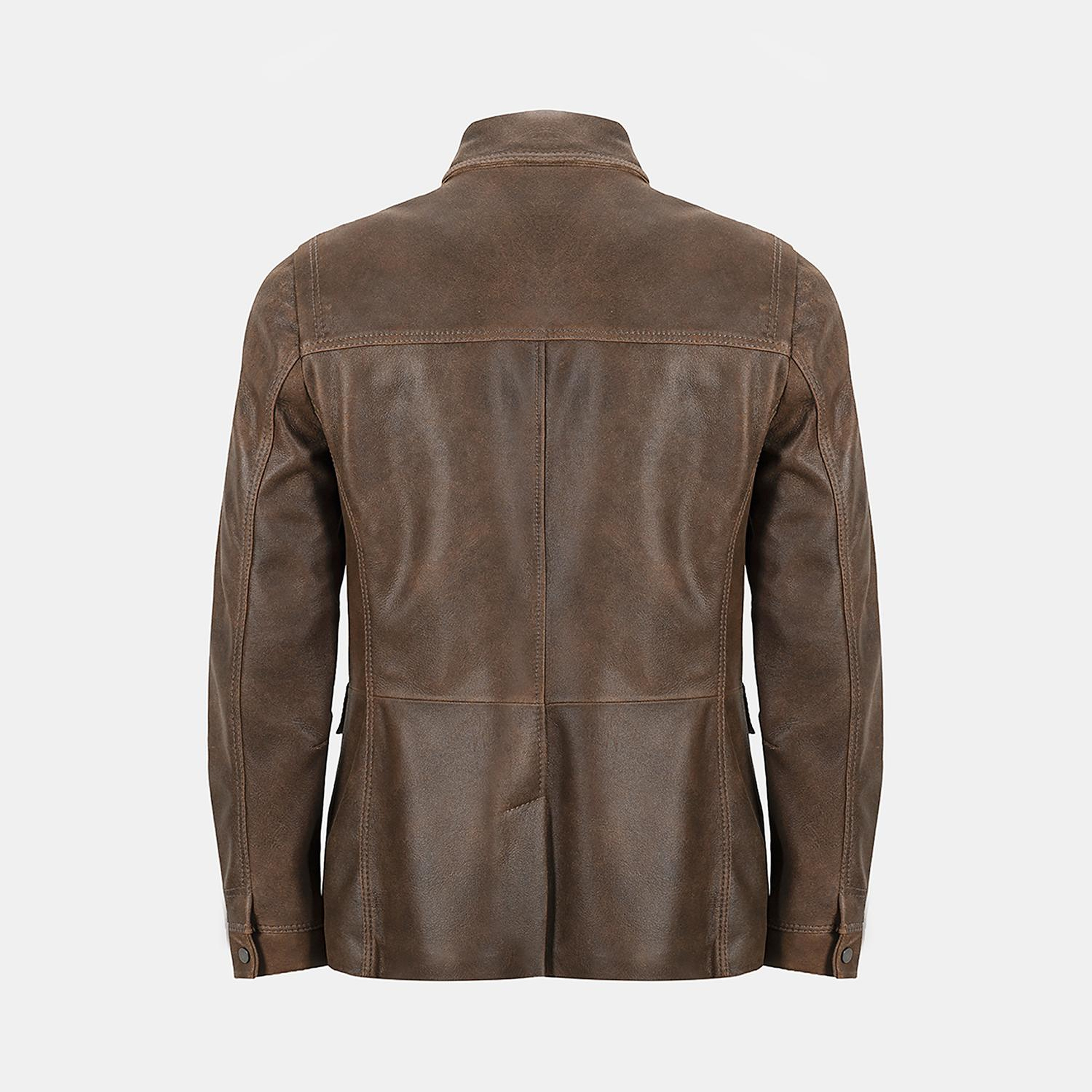 Erkek Taba Gömlek Yakalı Deri Mont