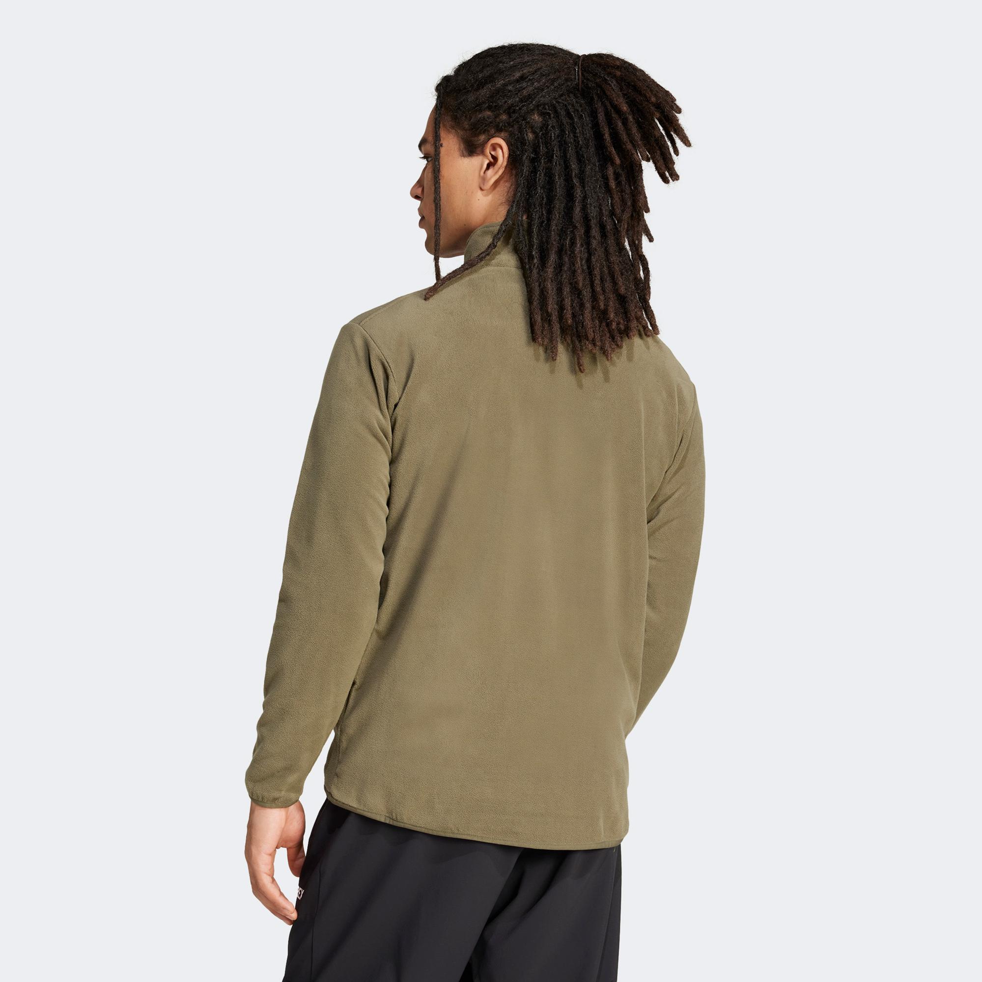 adidas Mountain Essentials Half-Zip Fleece Erkek Haki Polar