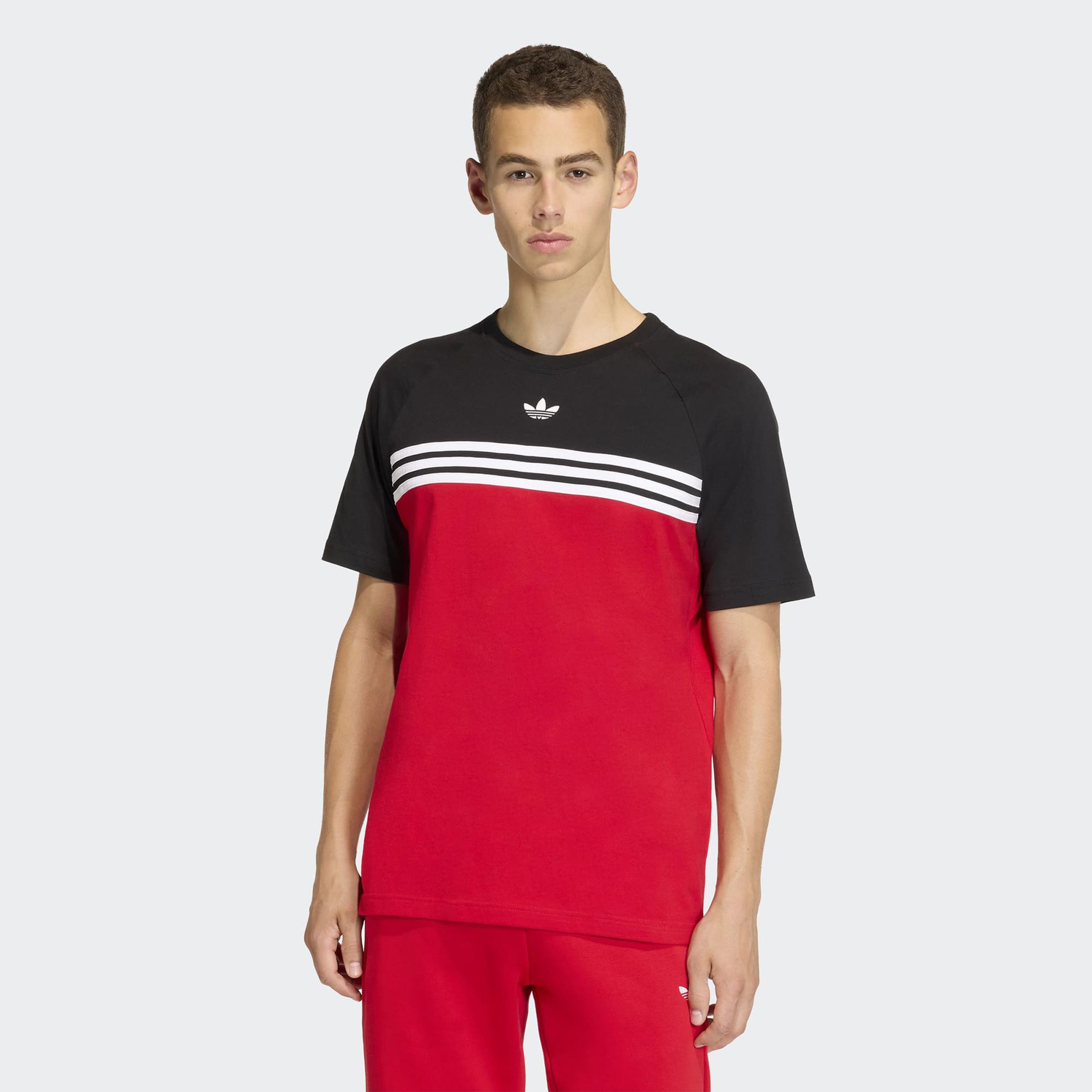 adidas Chest Stripes Erkek Kırmızı T-Shirt