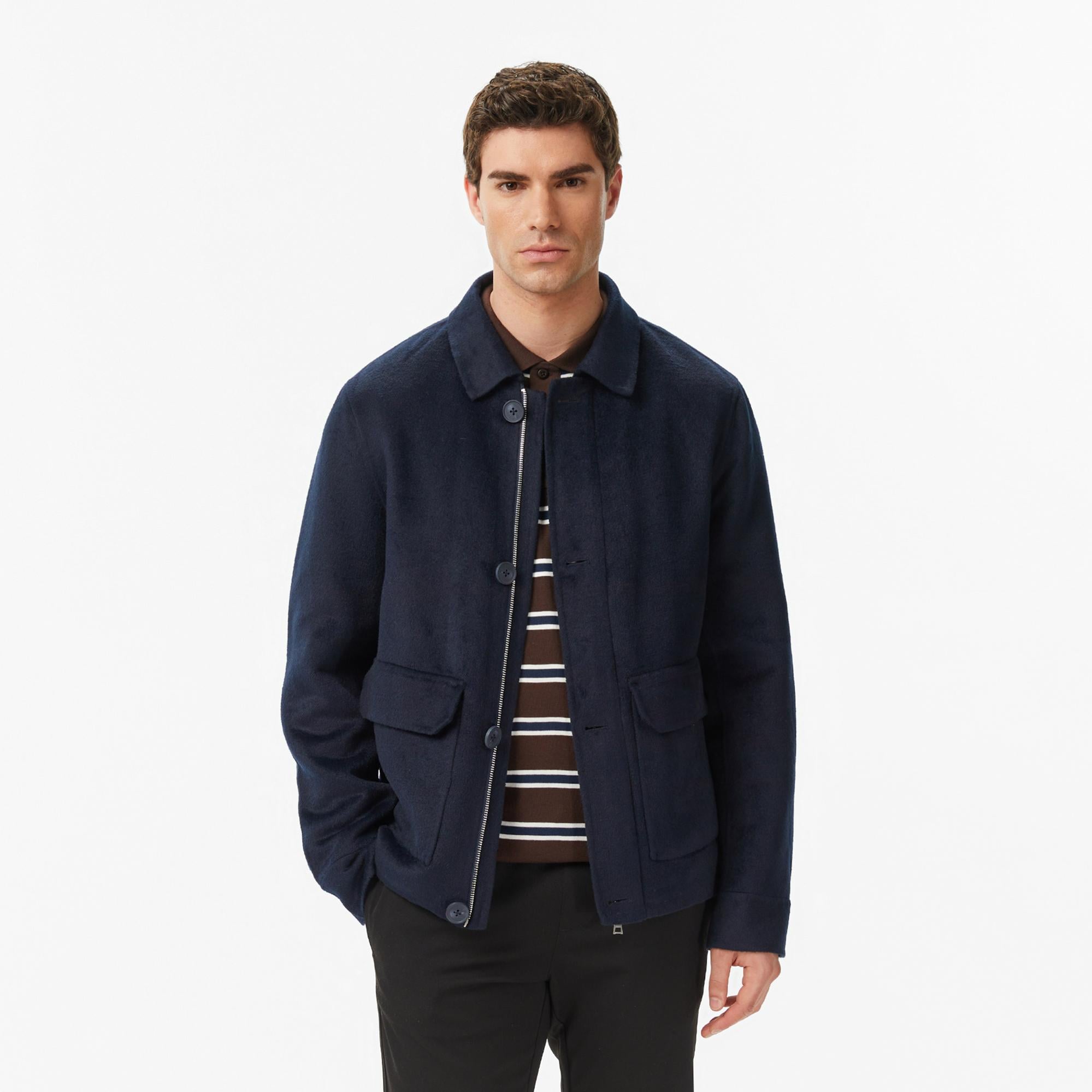 Nautica Erkek Lacivert Regular Fit Kaşe Ceket