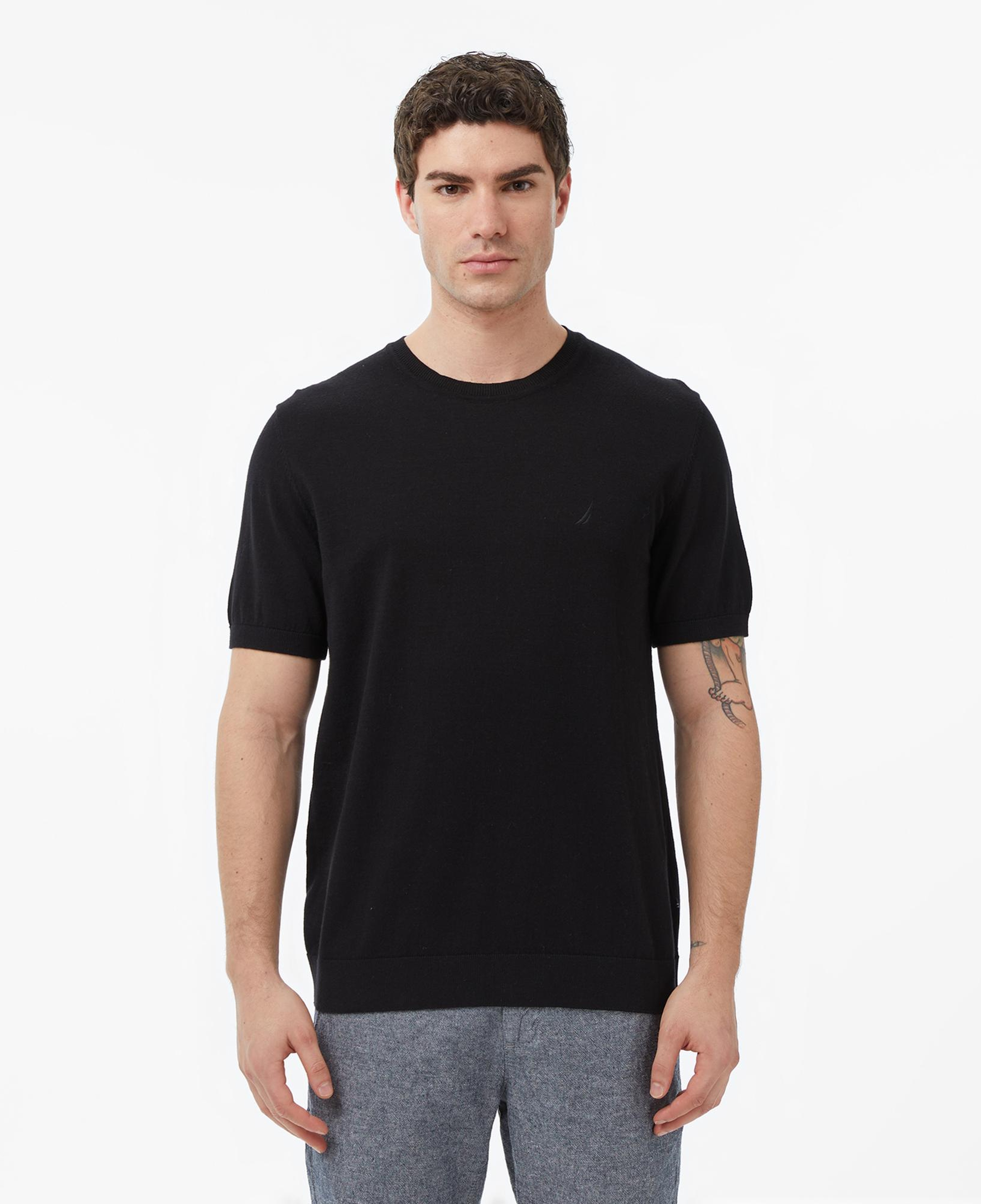 Nautica Erkek Siyah Regular Fit Kısa Kollu Triko