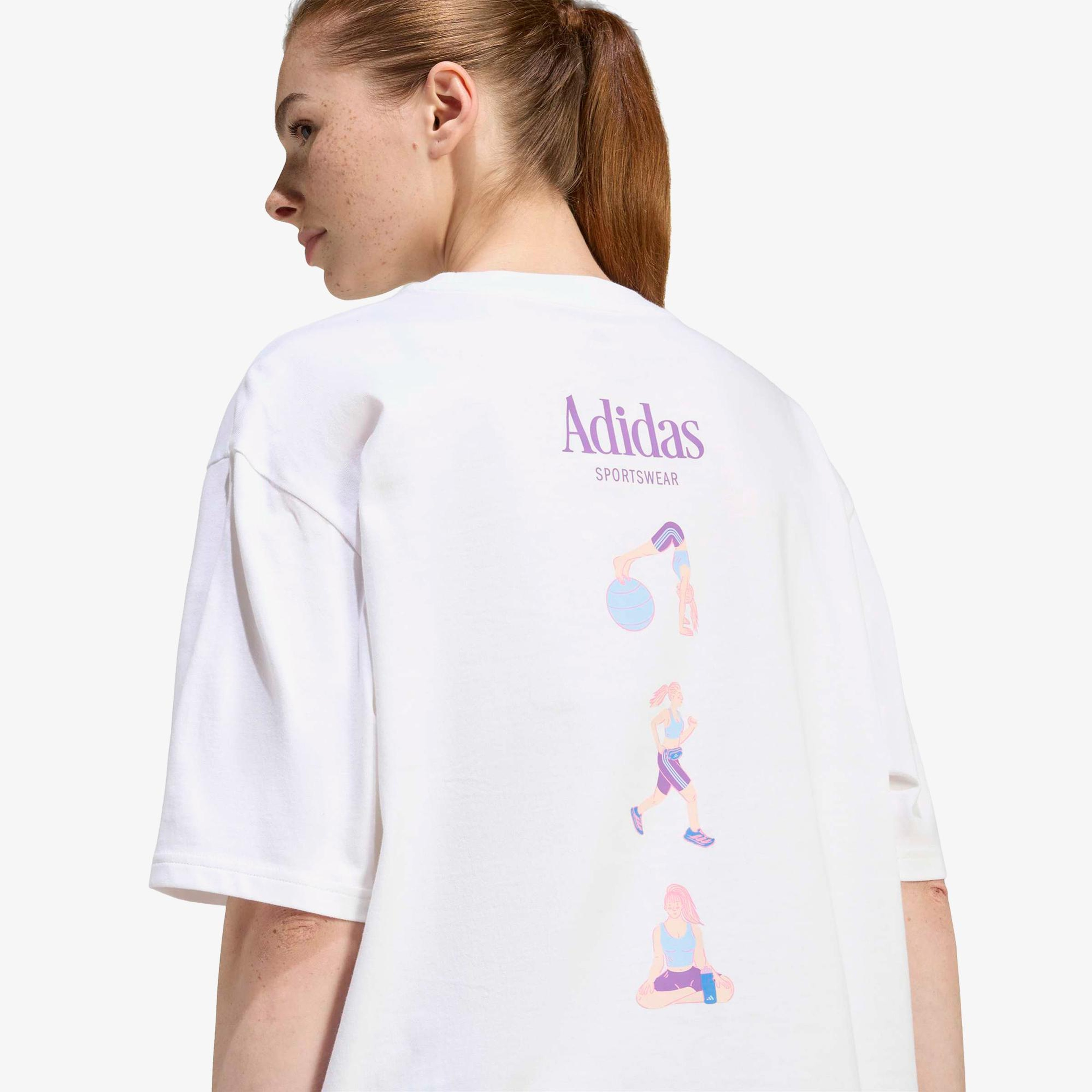 adidas Soft Sports Graphic Kadın Beyaz T-Shirt